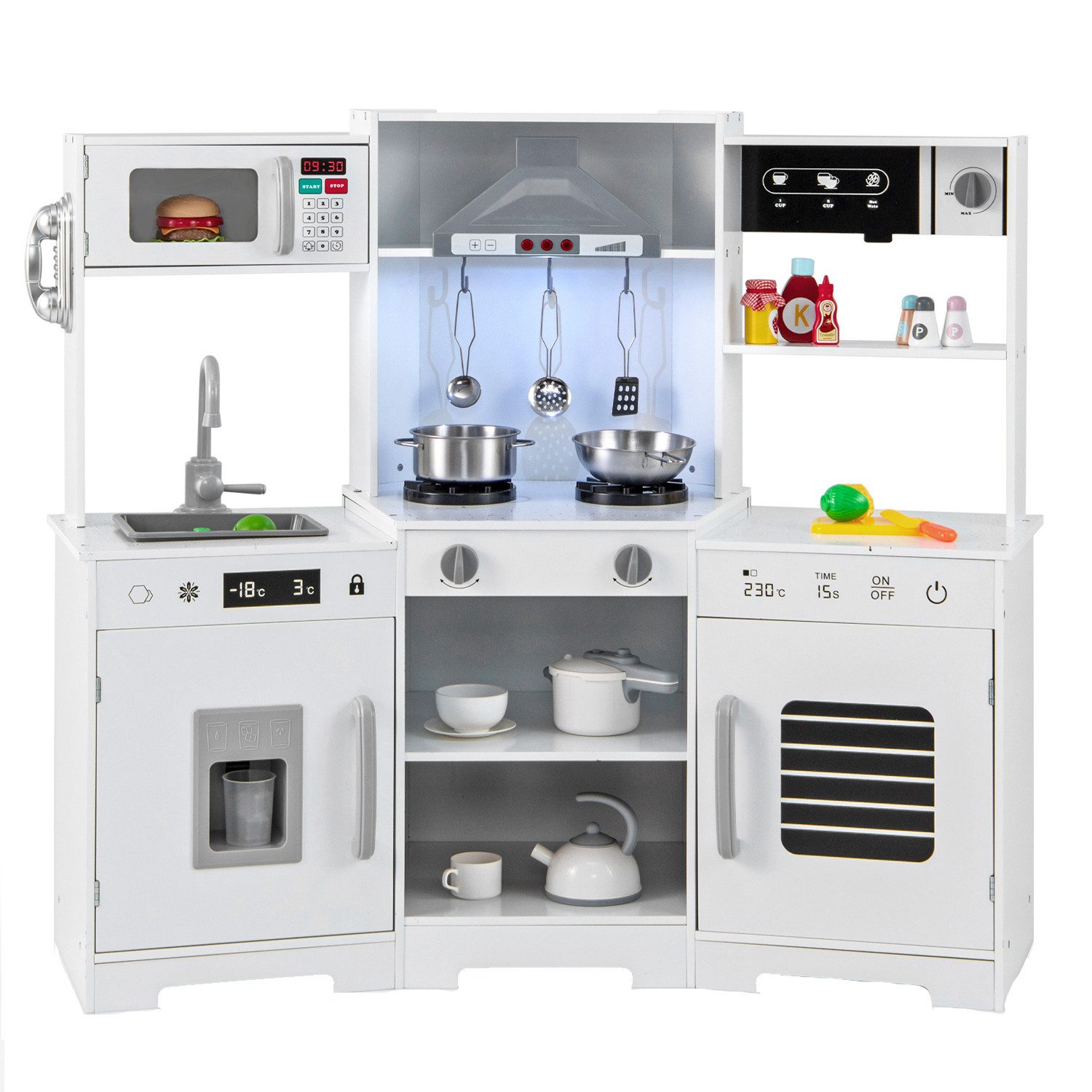 KOMFOTTEU Spielküche, Spielzeugküche Kinderküche mit Licht