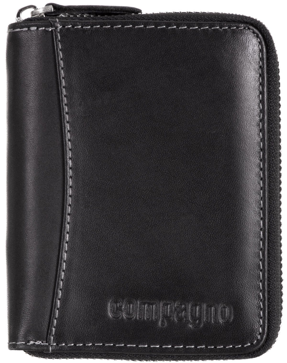 compagno Geldbörse, Echt-Leder Geldbeutel mit umlaufendem