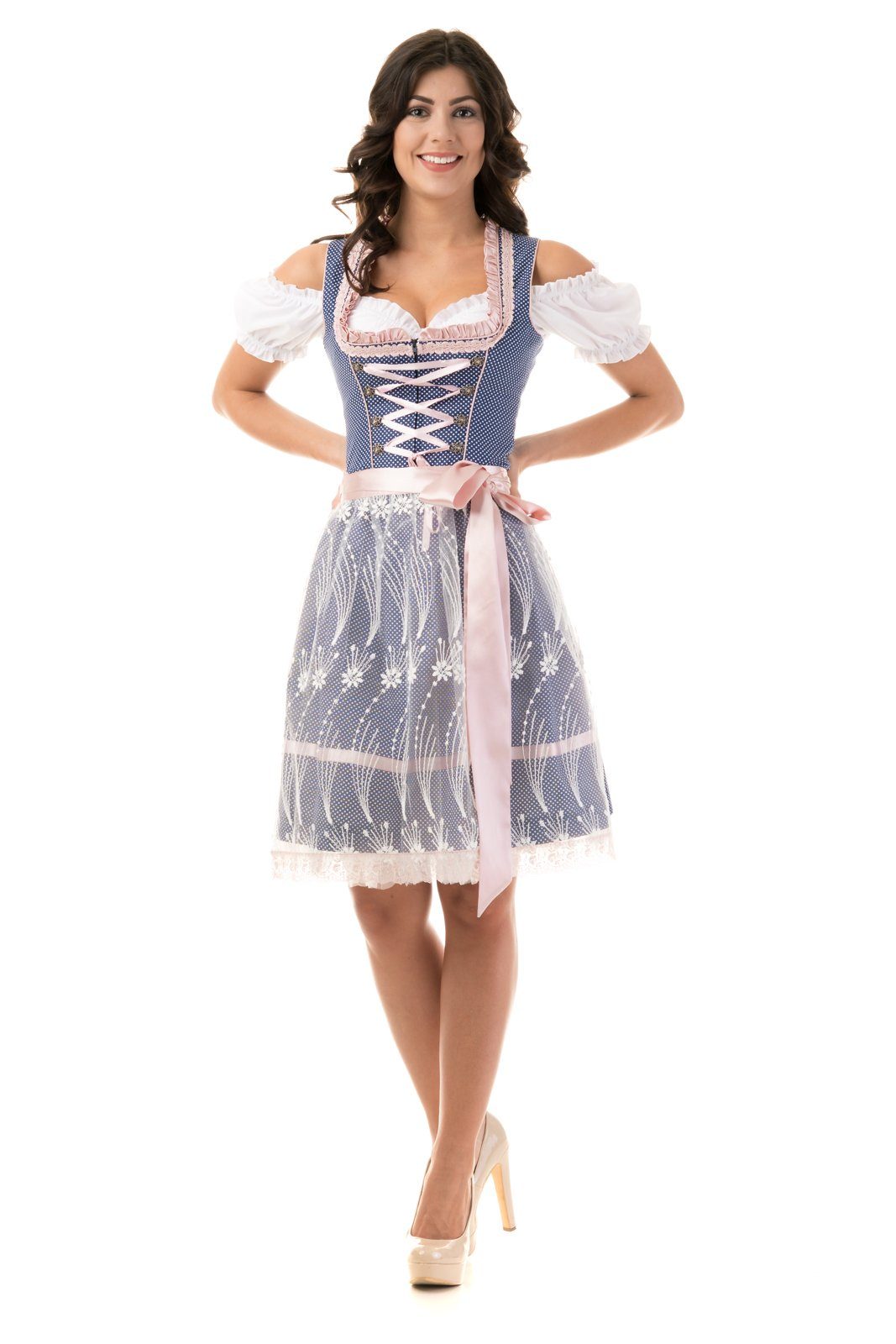 Trachtl Dirndl DIRNDL TRACHTENKLEID NICOLE BLAU/ROSA