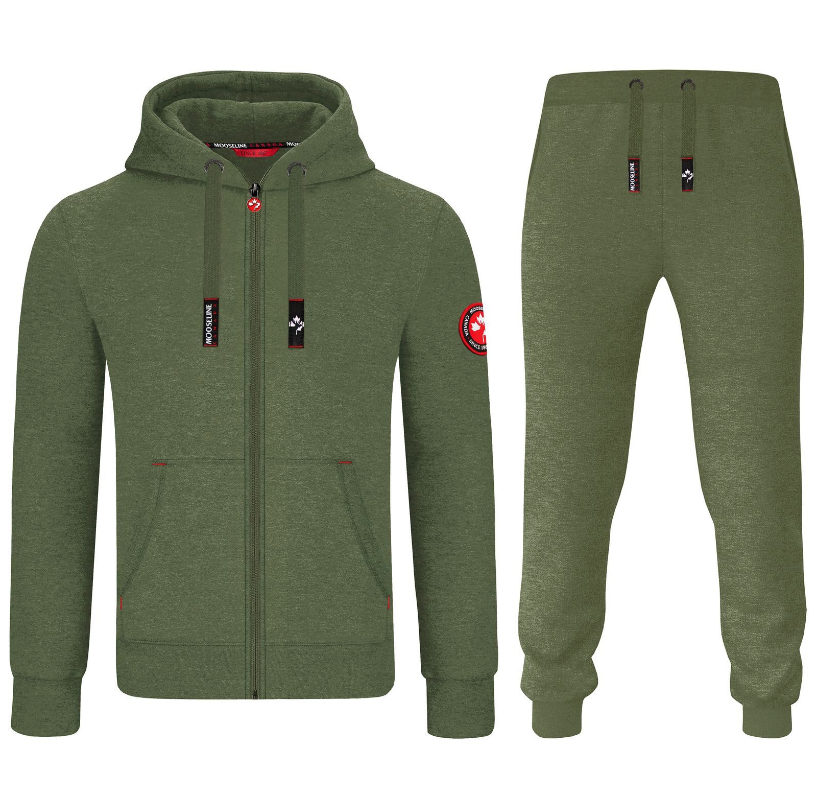 MOOSELINE Jogginganzug Herren Olive - rotes