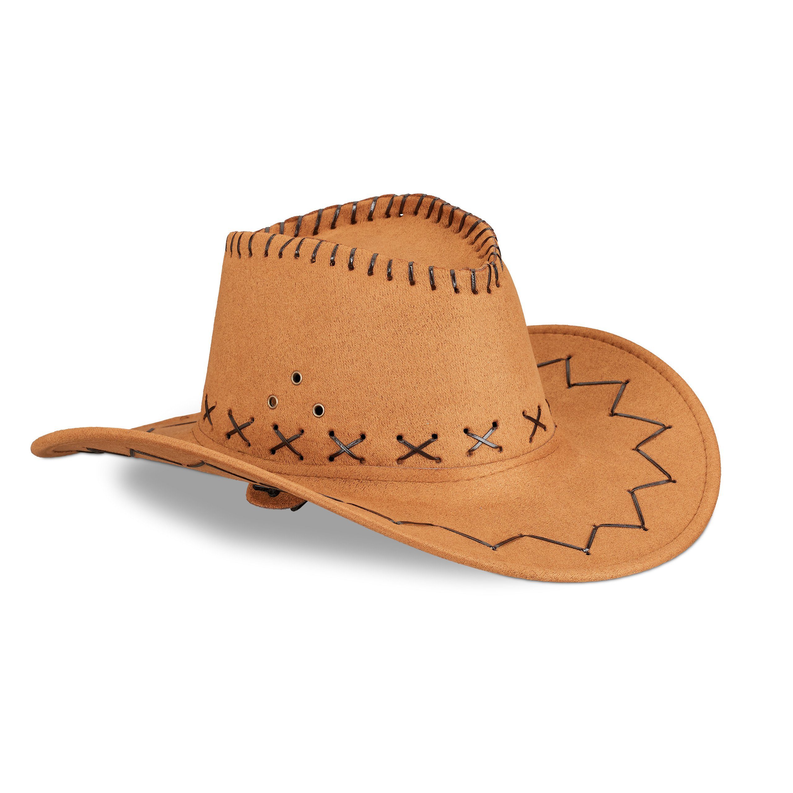relaxdays Cowboyhut Fasching Braun