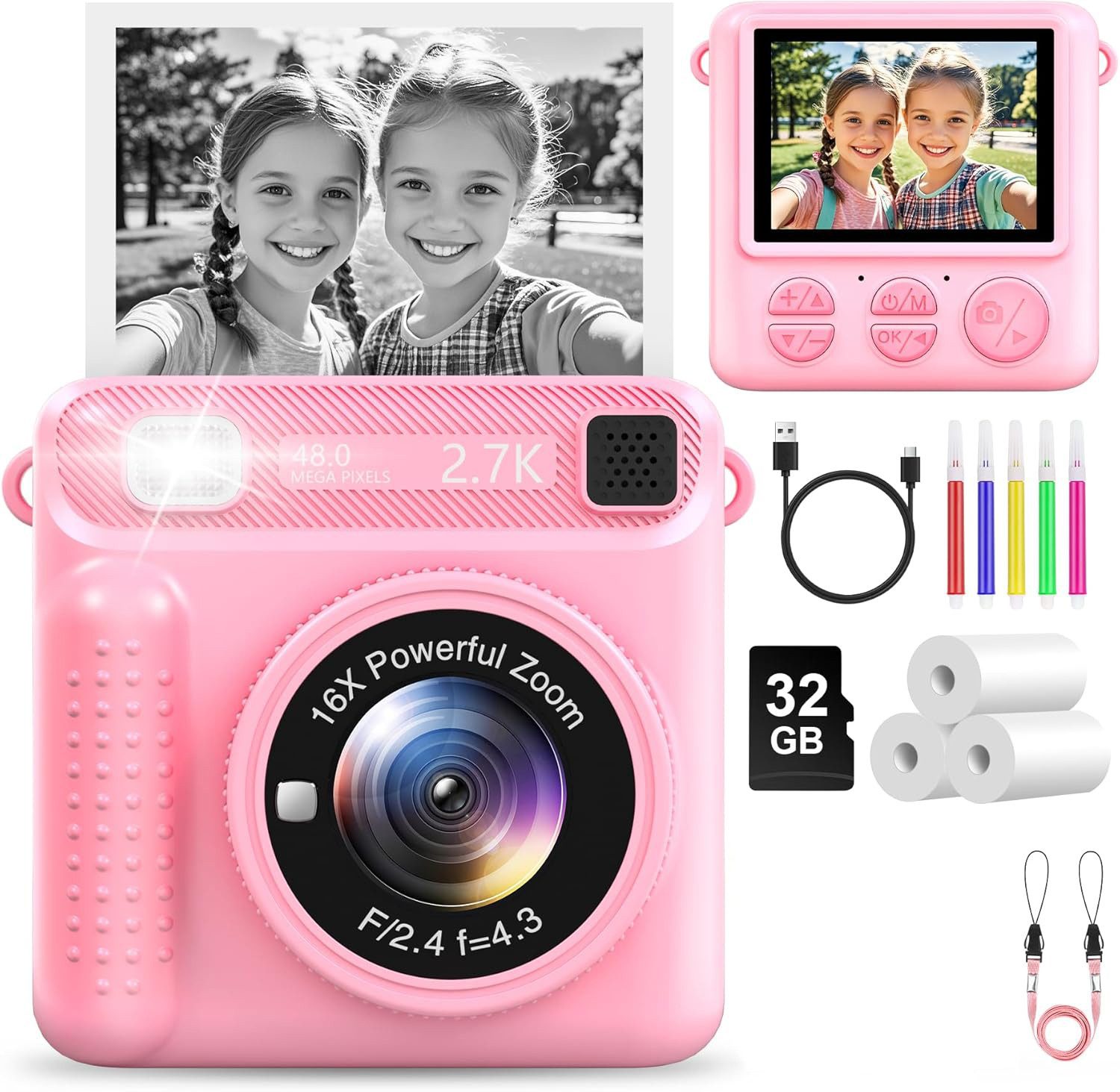 Coonoor Sofortbildkamera KinderKamera, 1080P 2,4 Zoll