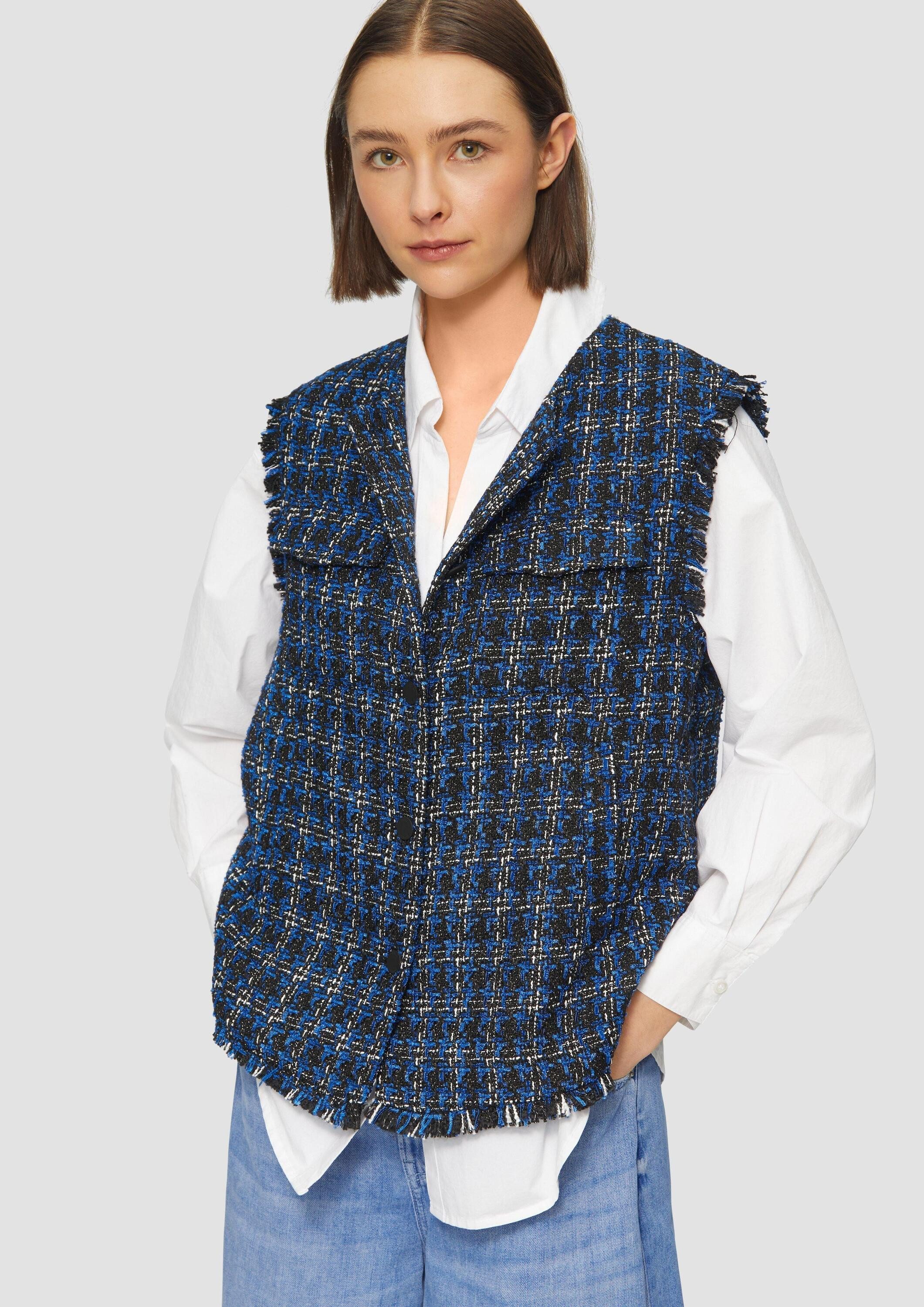 s.Oliver Funktionsweste Indoor-Weste Bouclé-Weste mit Fransen