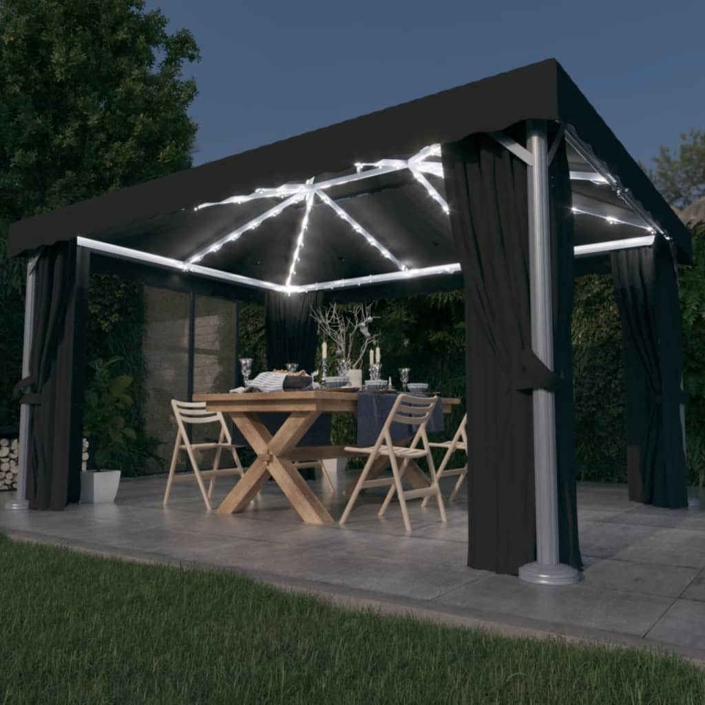 vidaXL Pavillon, Pavillon mit Vorhängen &