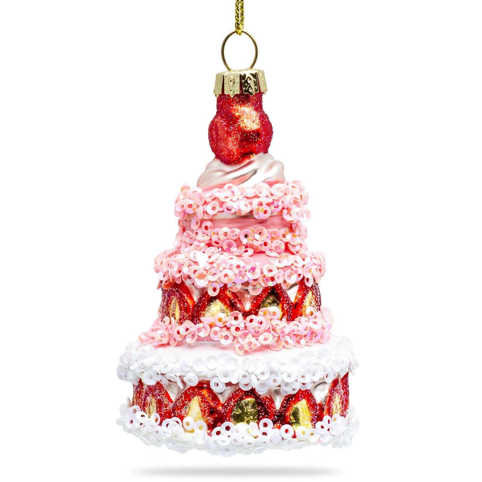 SIKORA Christbaumschmuck Erdbeer Torte besondere Weihnachtskugel
