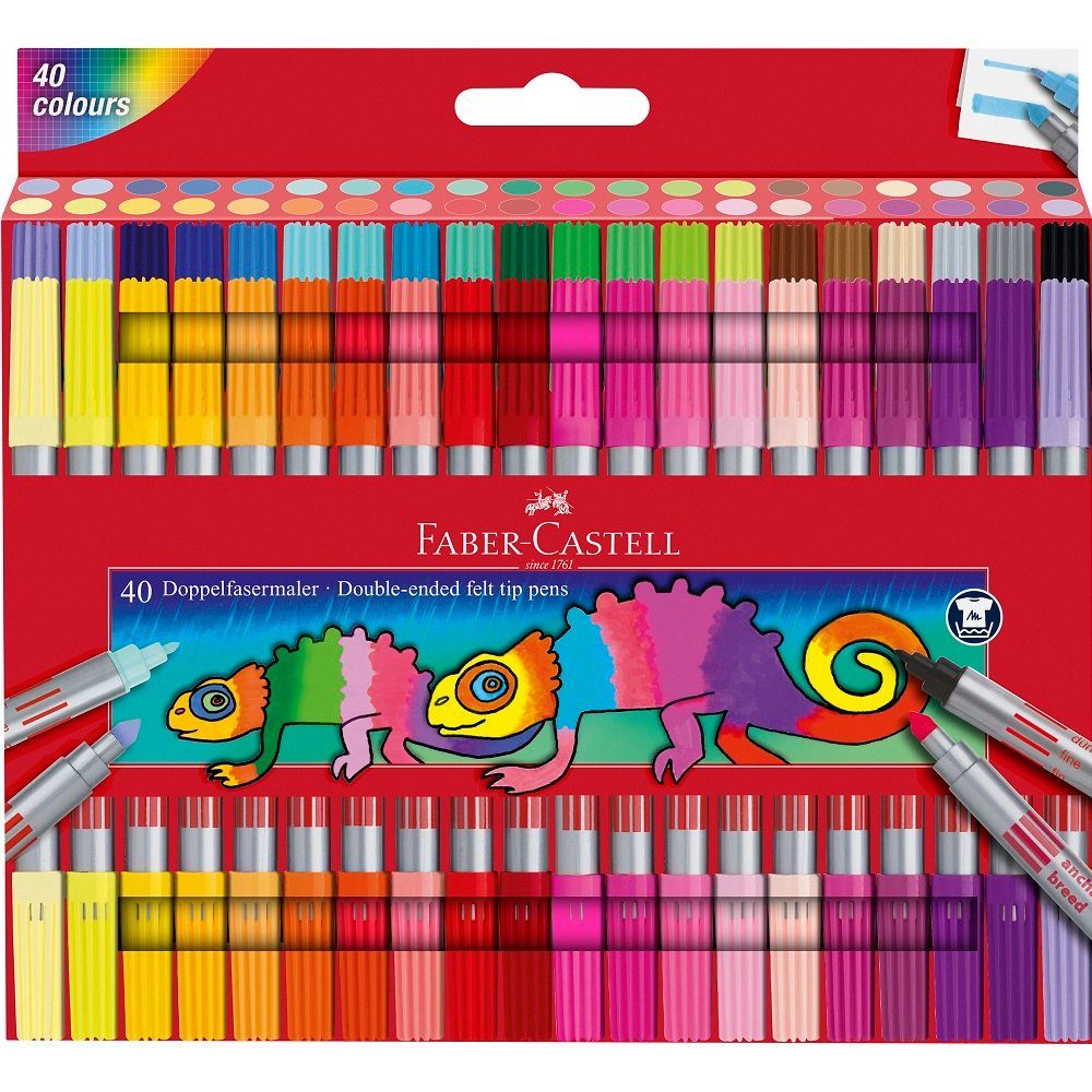 Faber-Castell Filzstift 40 Filzstifte Doppelender fein