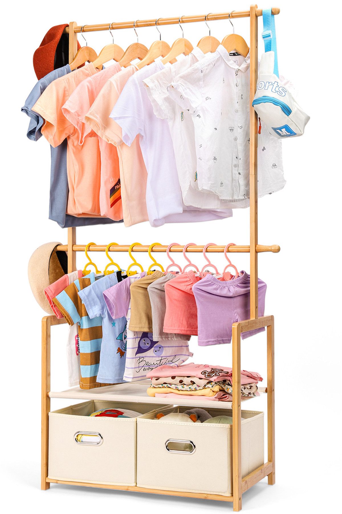 Yorbay Kleiderständer Kinder Kleiderständer aus Bambus,