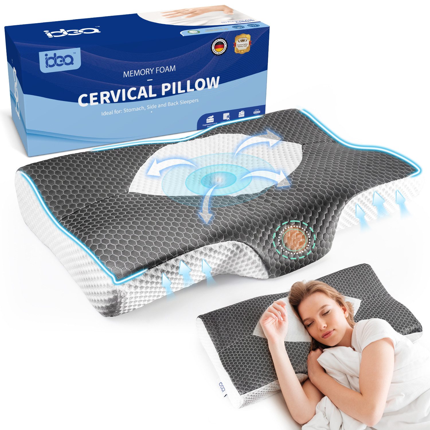Esun Kopfkissen Kopfkissen, Ergonomisches Memory Foam