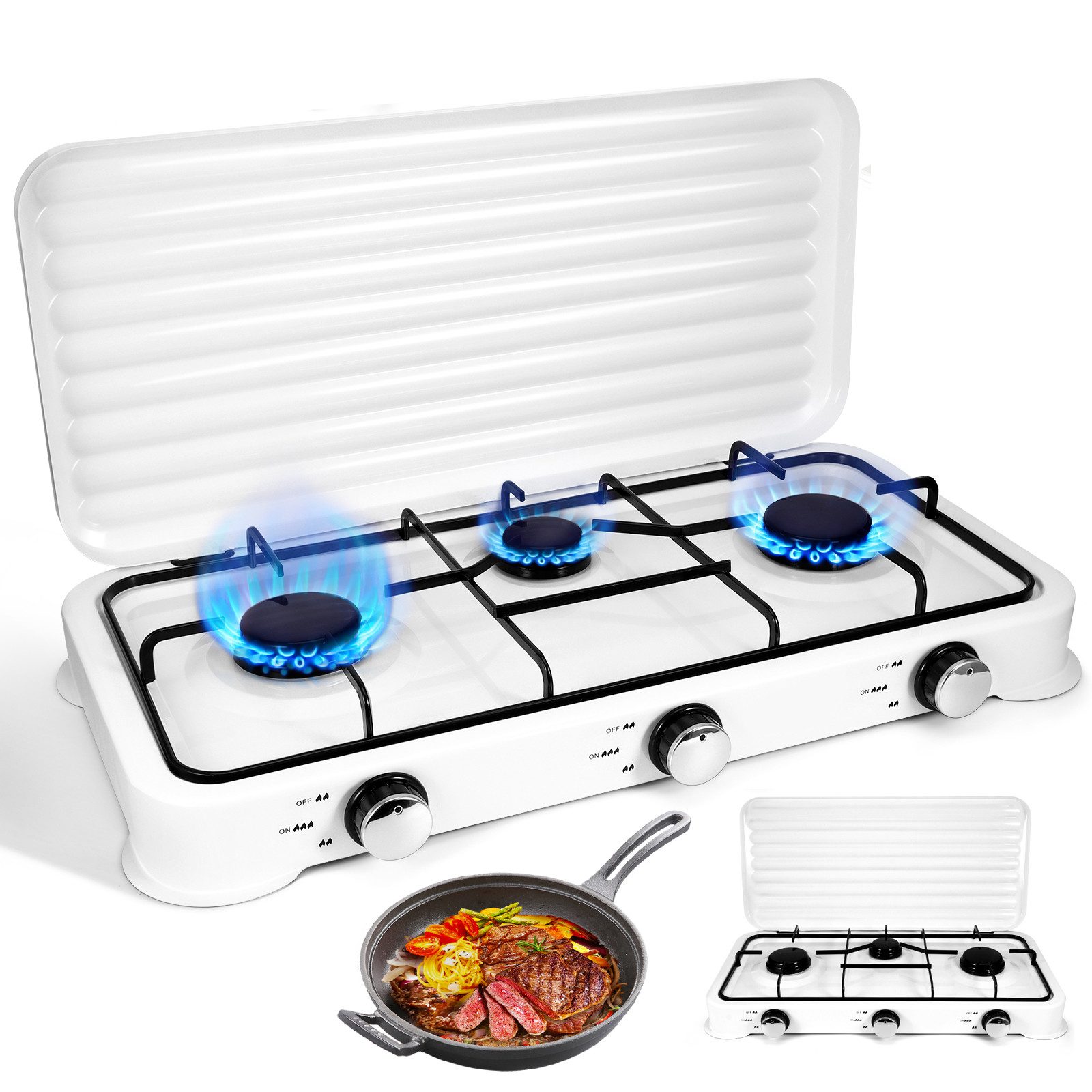 BlingBin Gaskocher Campingkocher Tisch-Gasherd mit Deckel
