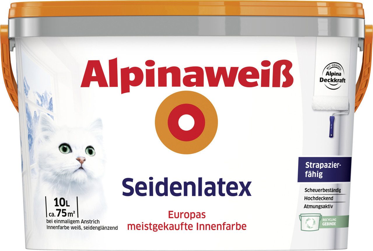 Alpina Wandfarbe Alpina Seidenlatex Alpinaweiß 10