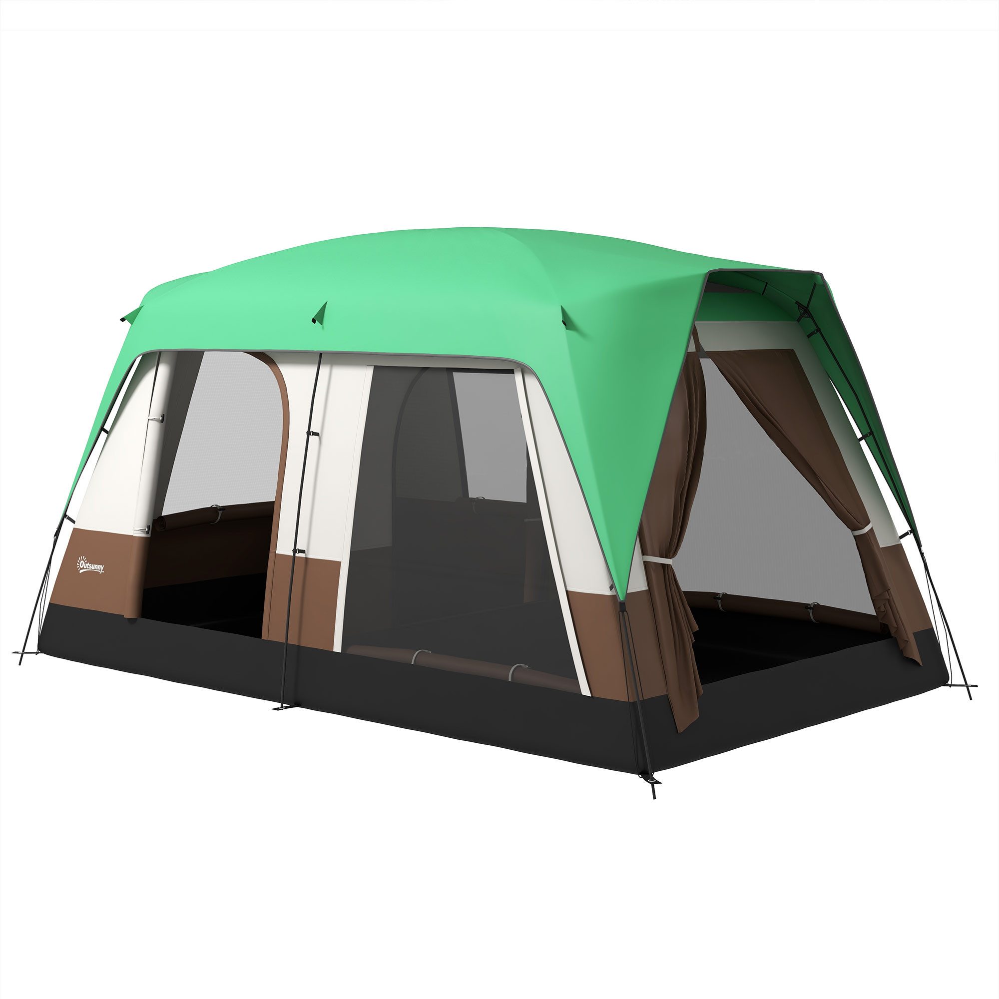 Outsunny Tunnelzelt Campingzelt mit Lichthaken, Meshfenster,