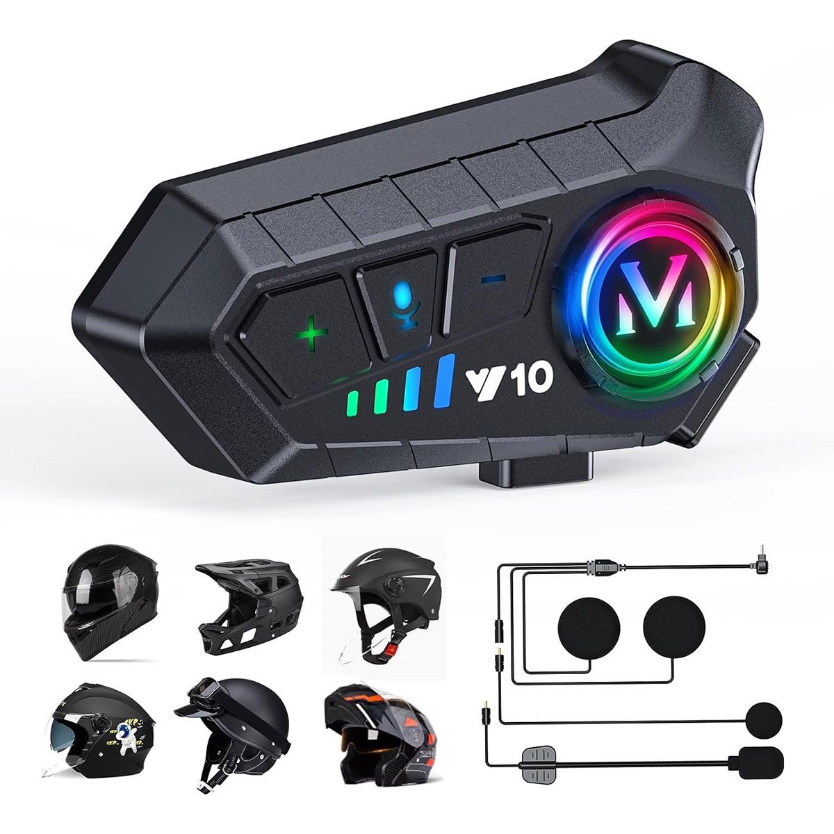 DOPWii Motorradhelm Motorradhelm Bluetooth-Headset, drahtloses Bluetooth-Headset,
