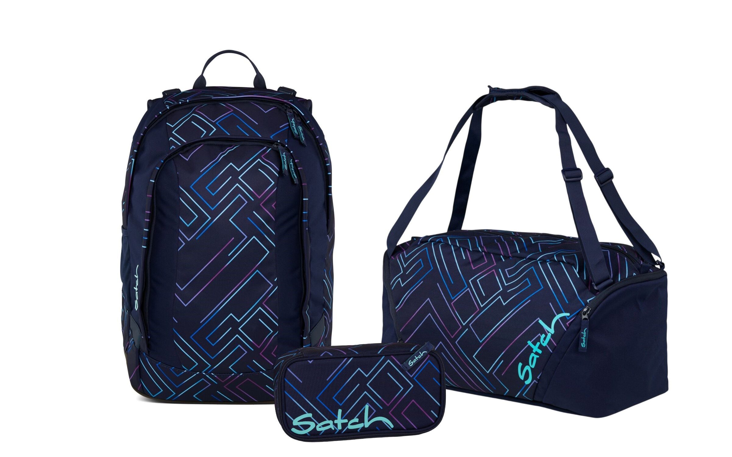 Satch Schulranzen Schulrucksack-Set AIR Purple Laser