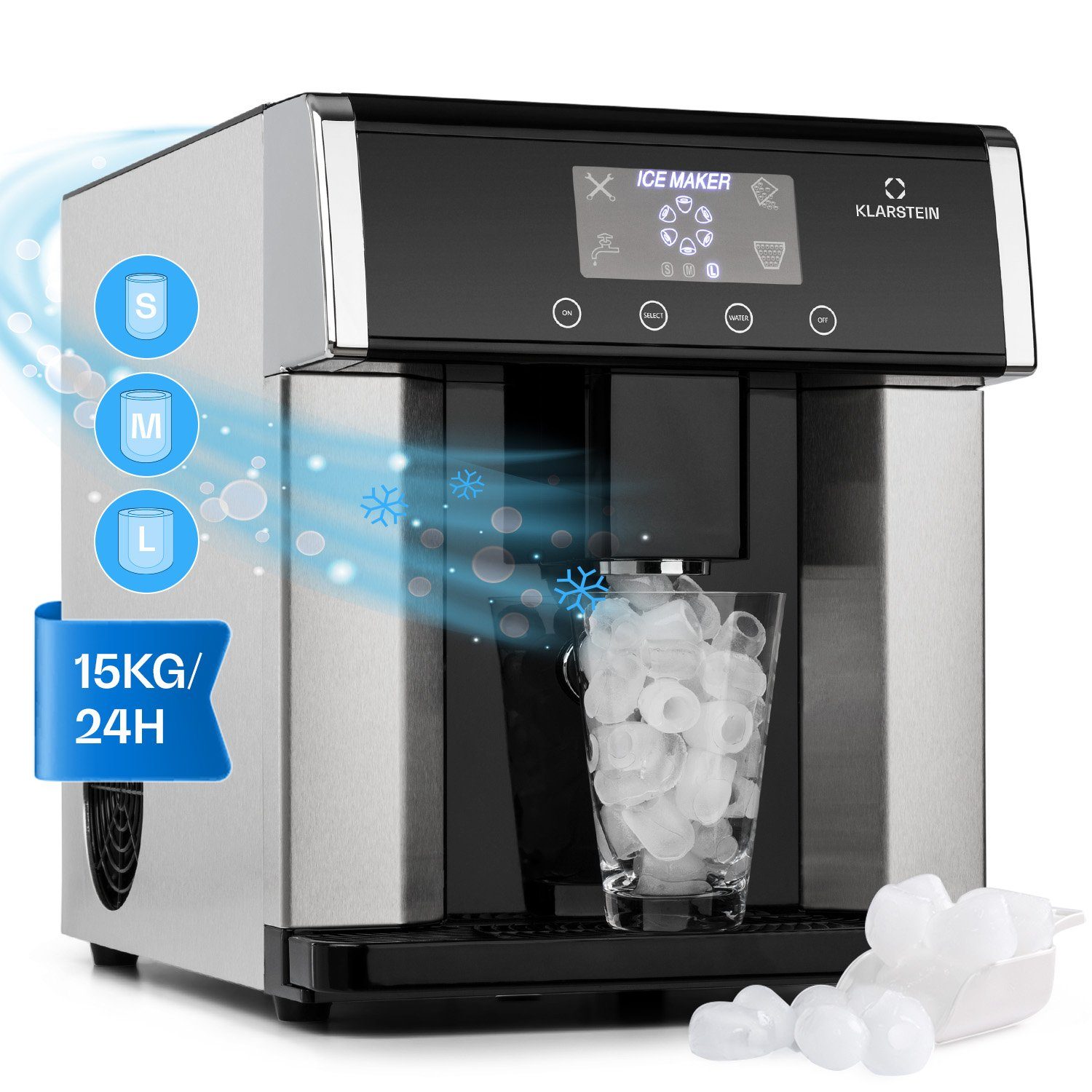 Klarstein Eiswürfelmaschine Eiszeit, Eiswürfelbereiter Elektrisch Ice