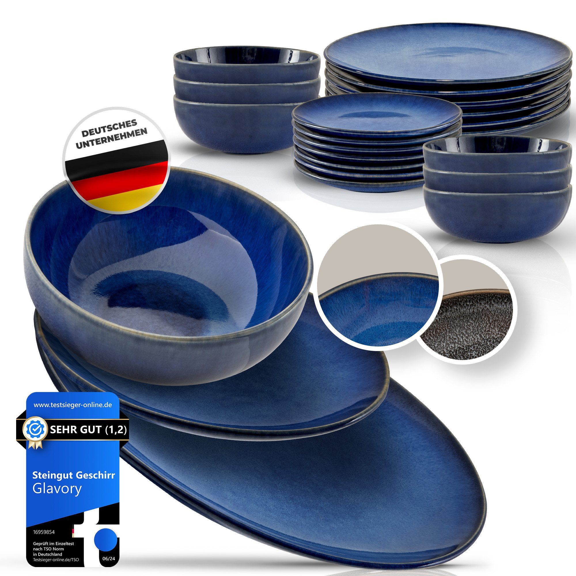 Glavory Geschirr-Set Eclipse - Steingut Geschirr