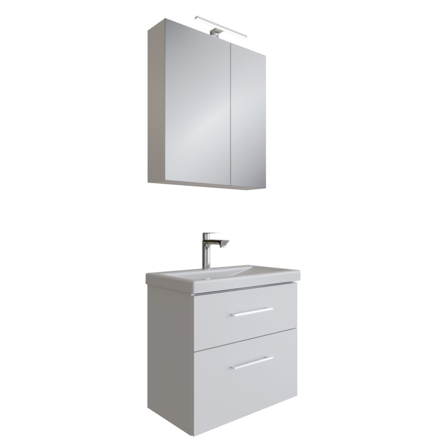 Planetmöbel Badmöbel-Set Badmöbel-Set mit Spiegelschrank 63cm