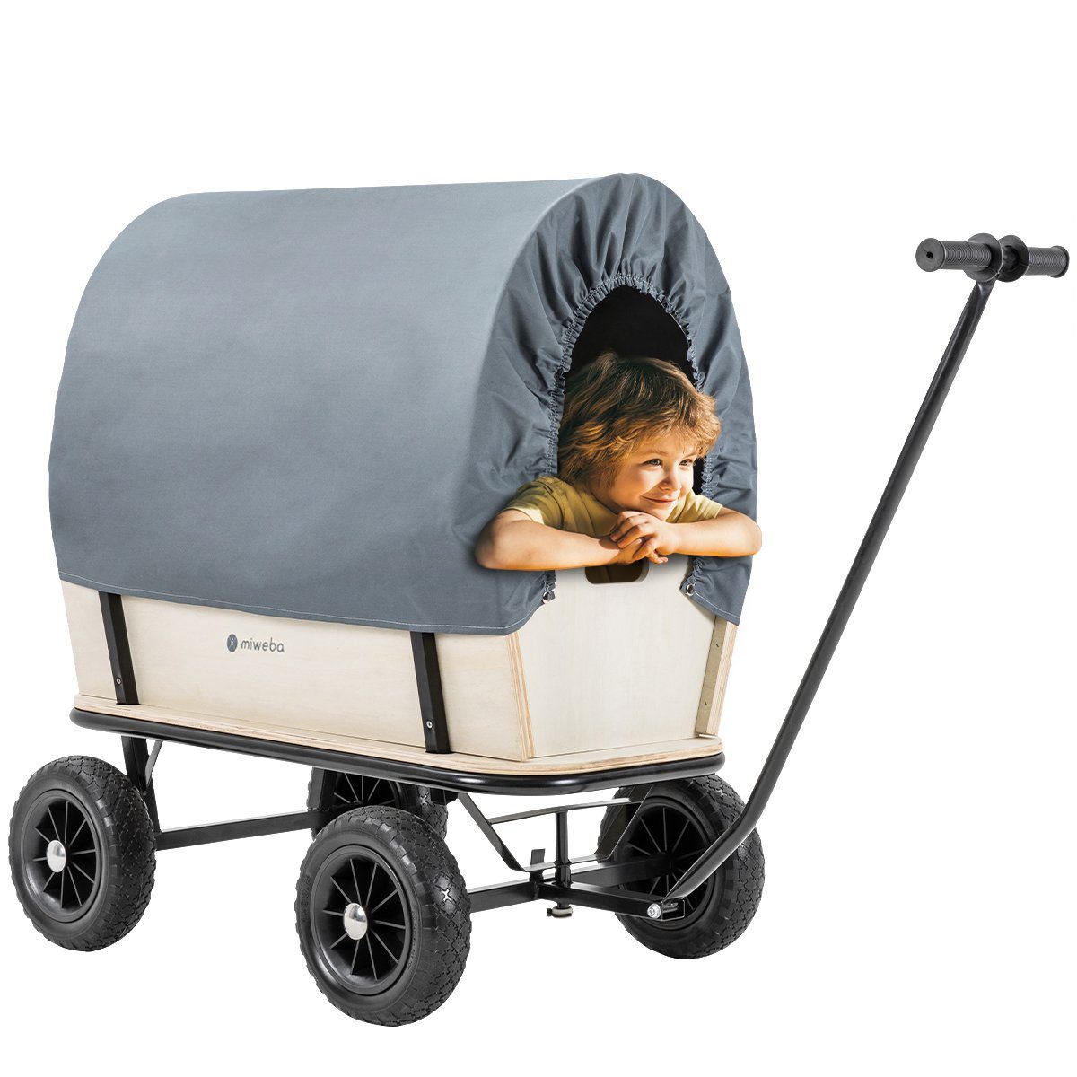 miweba Bollerwagen Holz-Bollerwagen Canvas - abnehmbares