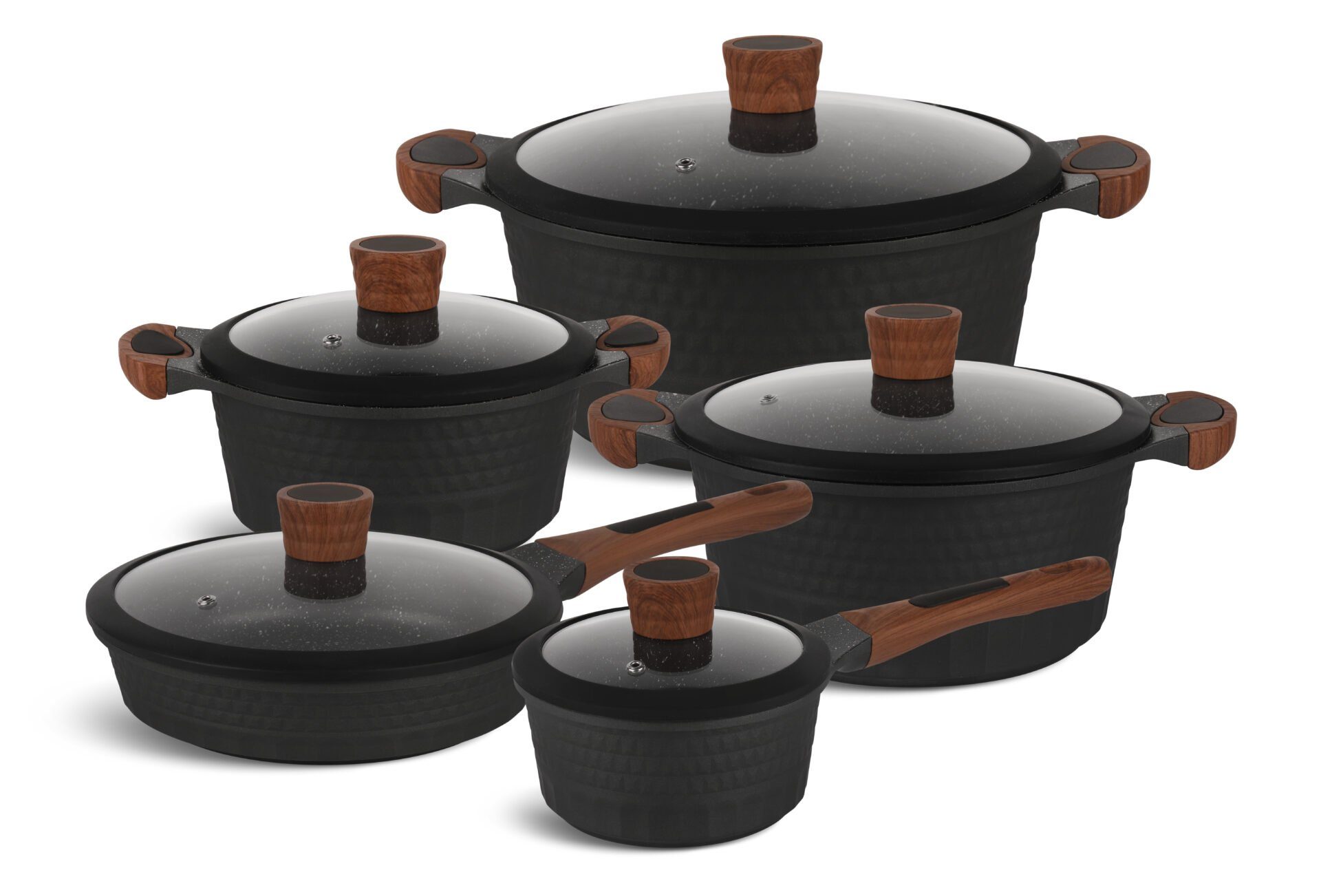 Edenberg Topf-Set Modernes Topfset, Schwarze Töpfe,