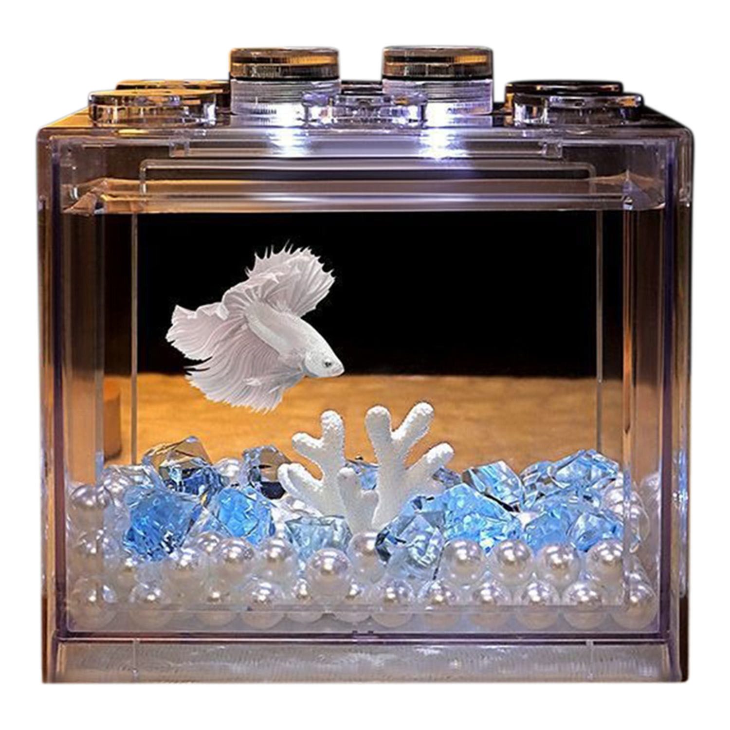 Refttenw Aquarium Kleines Aquarium, Acryl-Aquarium mit