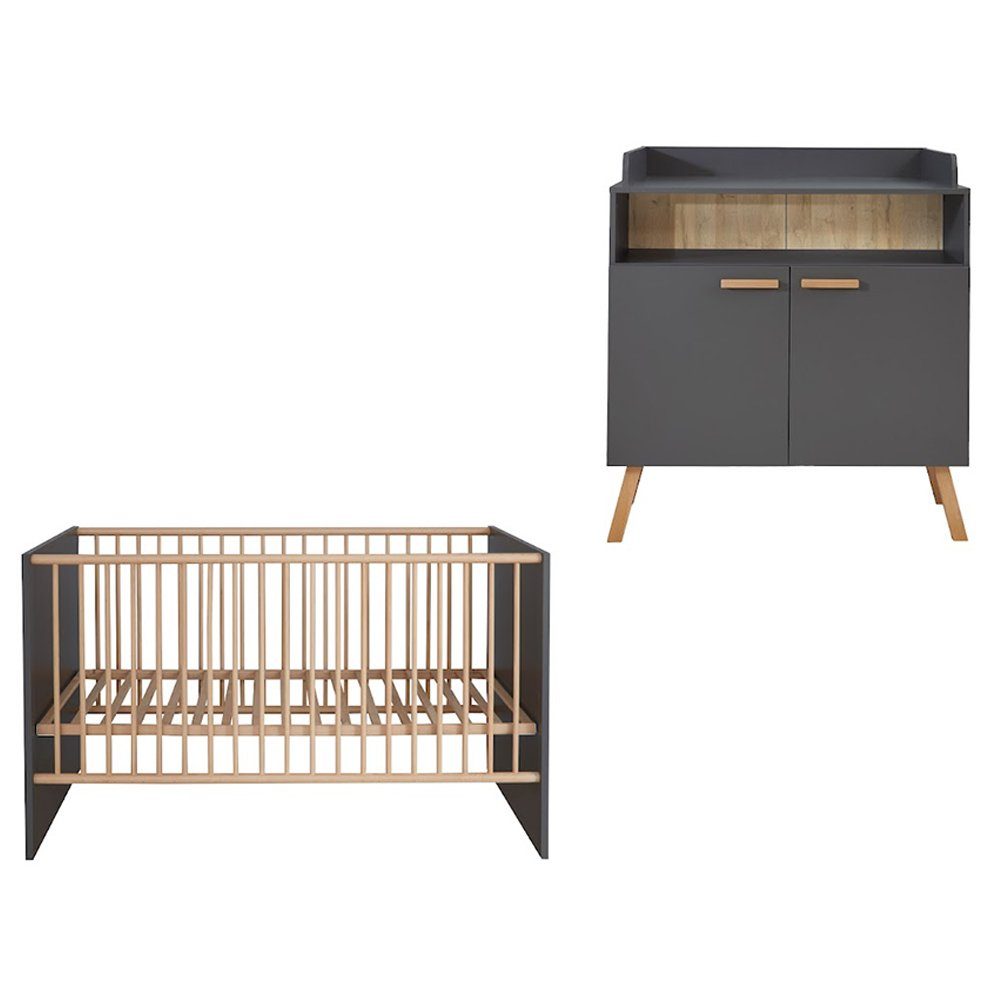trendteam Babymöbel-Set, Babyzimmer-Set Babybett und Wickelkommode