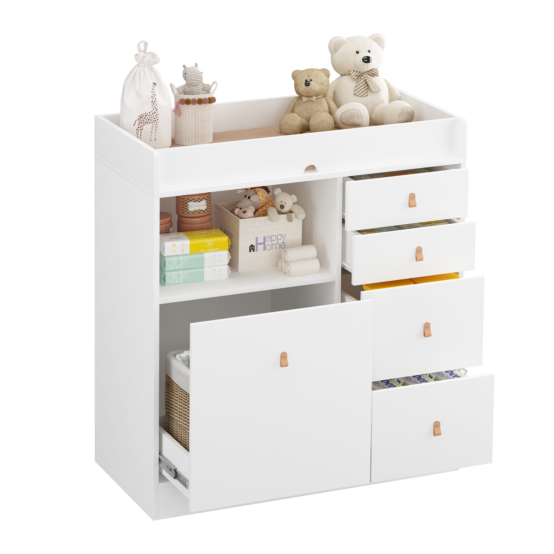 FUFU&GAGA Wickelkommode 85*45.5*94cm, Weiß, MDF