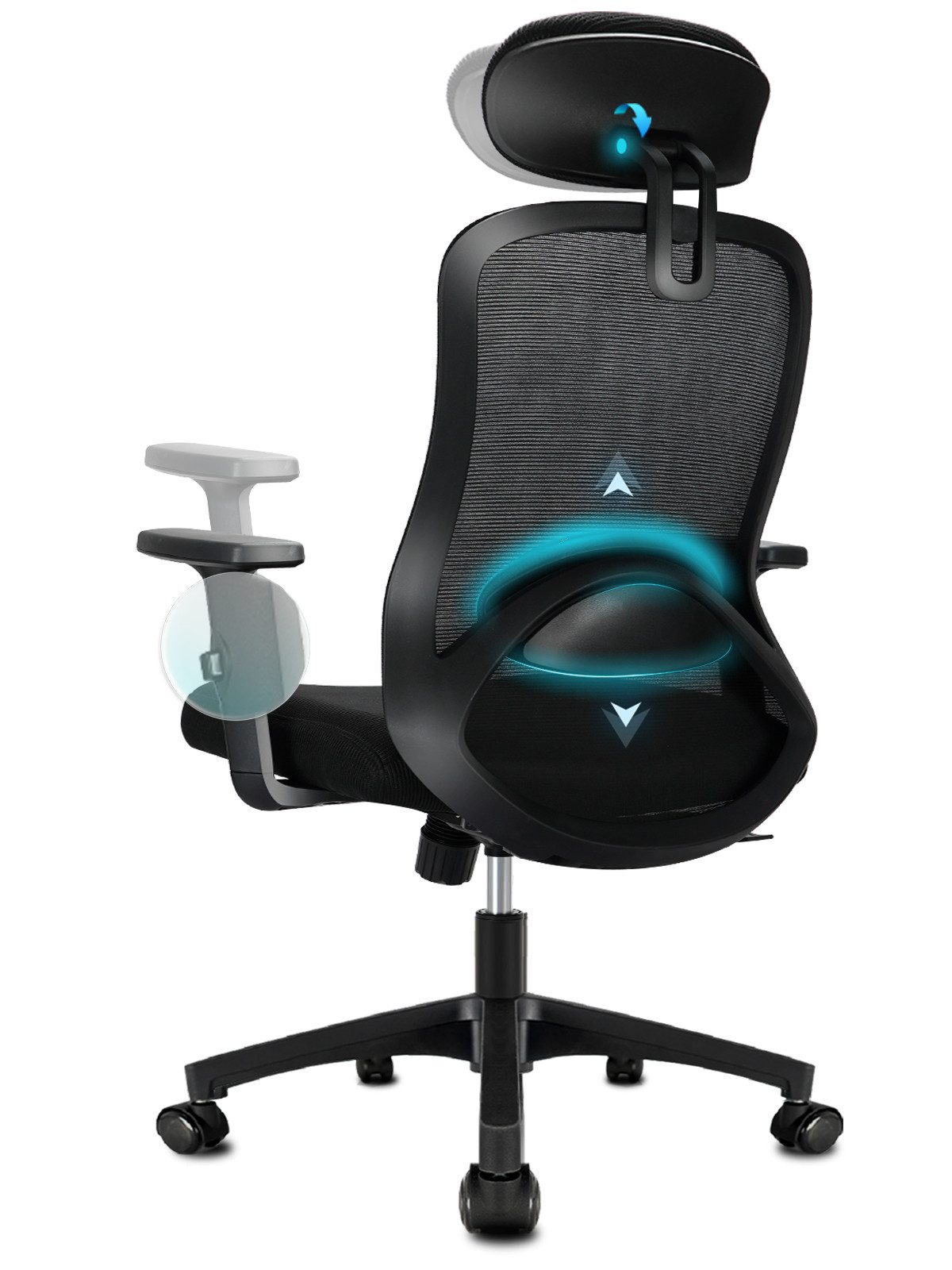 Milacyee Bürostuhl Ergonomisch,Chefsessel Wippfunktion abschließbar Stuhl,Bürostuhl