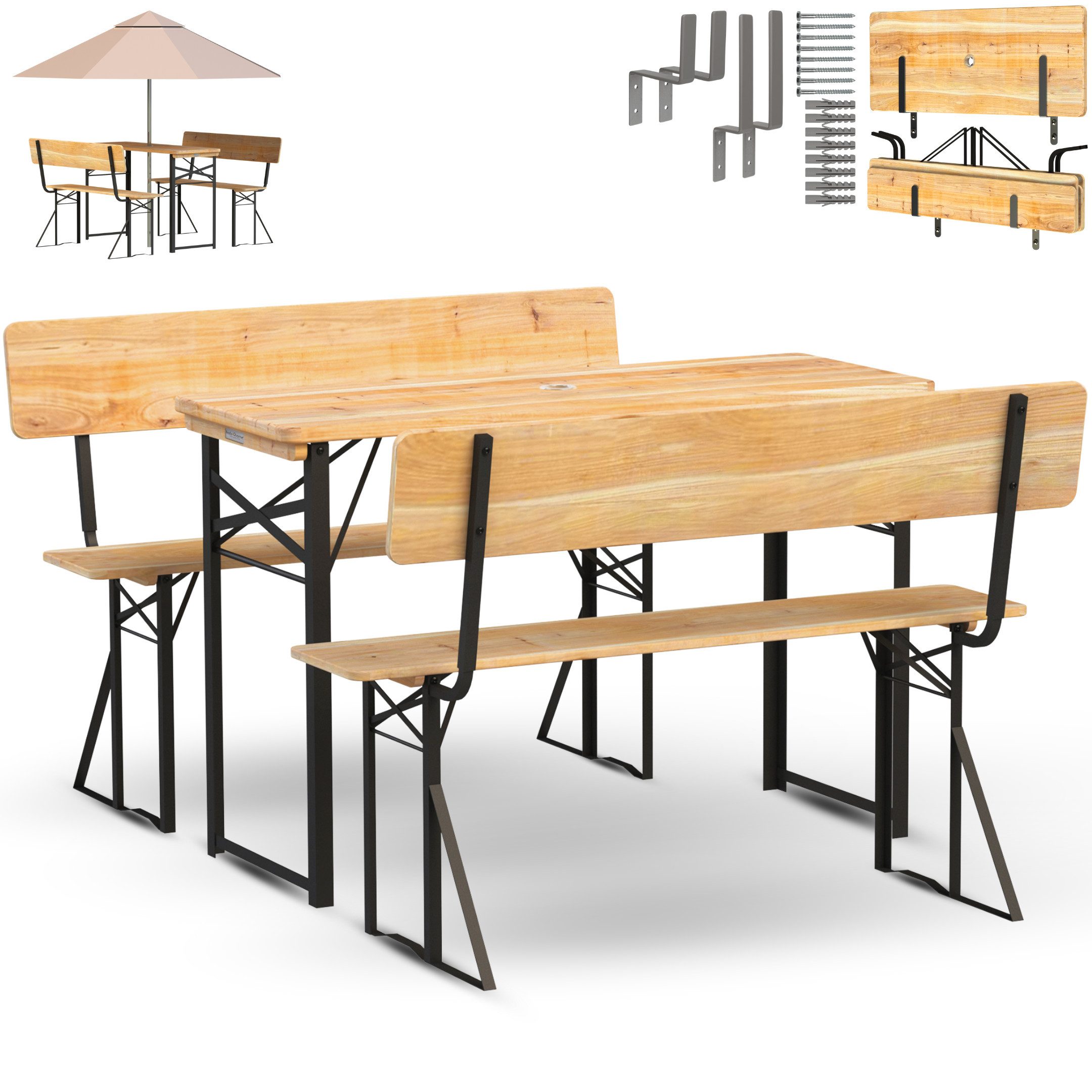 holz4home® Bierzeltgarnitur 3-teilig I Festzeltgarnitur aus