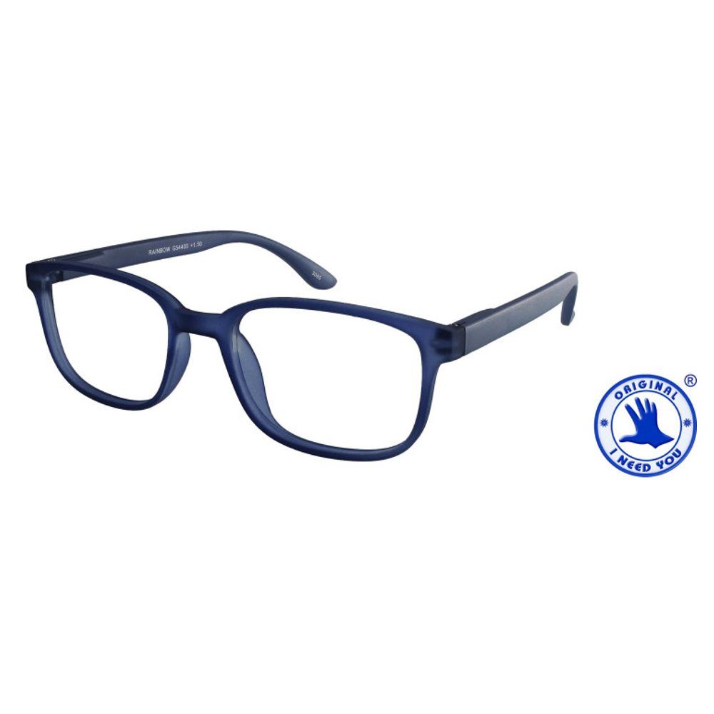 I Need You Lesebrille Rainbow Blau
