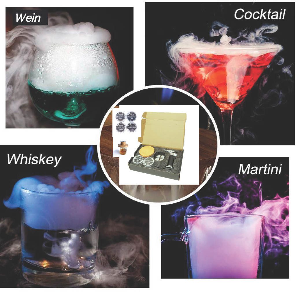 Aufbewahrungsbox Cocktail Whiskey Rauch-Set mit Glas