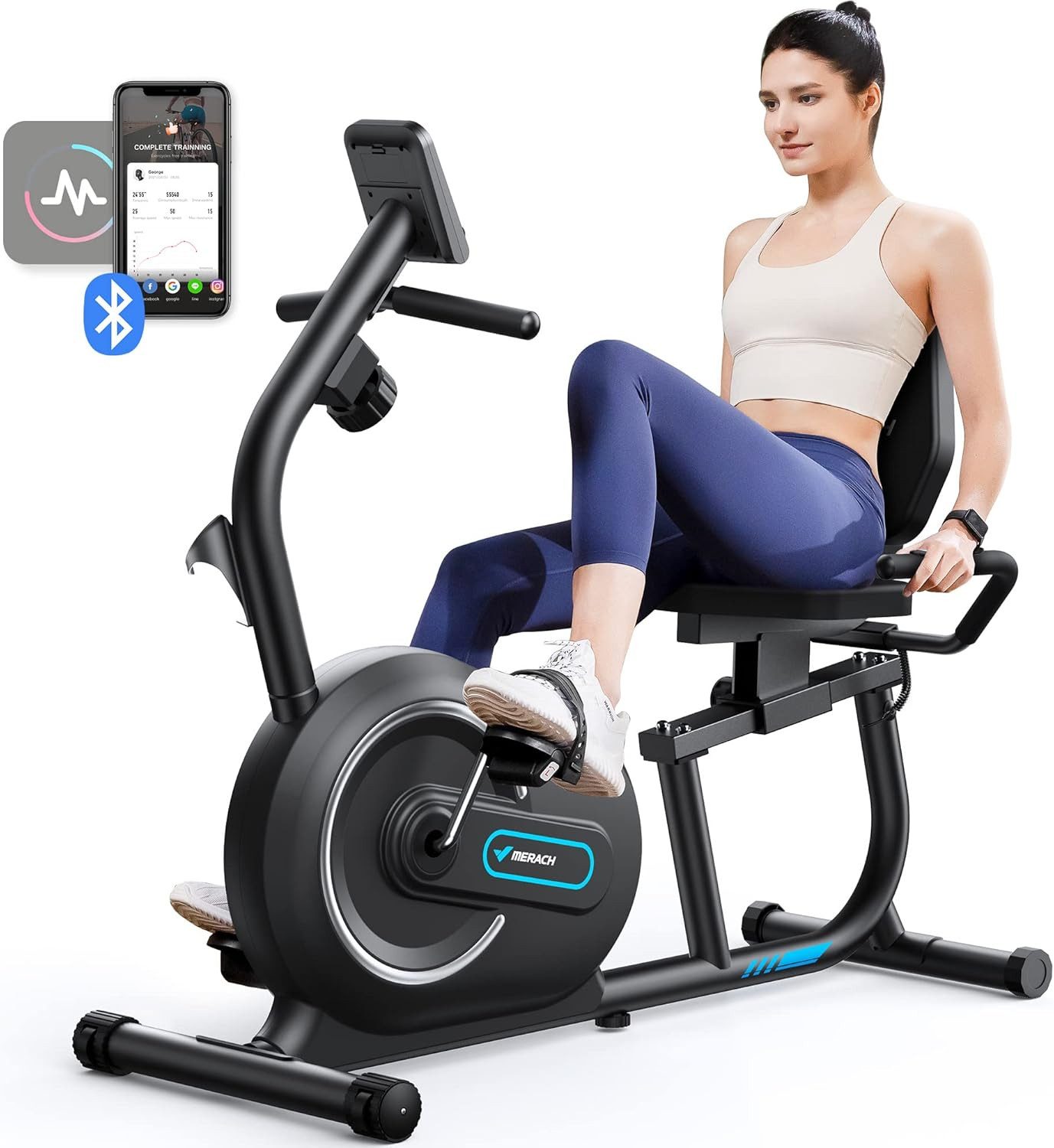 MERACH Liege-Ergometer Liegeergometer für Zuhause mit