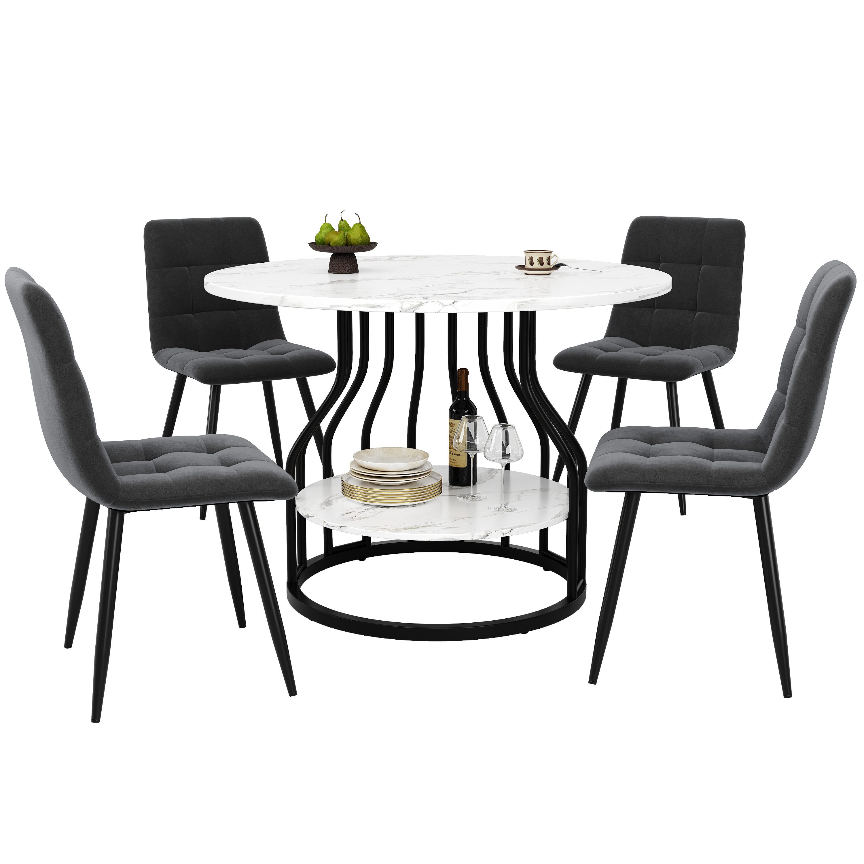 MODFU Essgruppe Stylisches Esstisch,Esszimmerstühle,Esstisch-Set, (5-teiliges Esstisch-Set