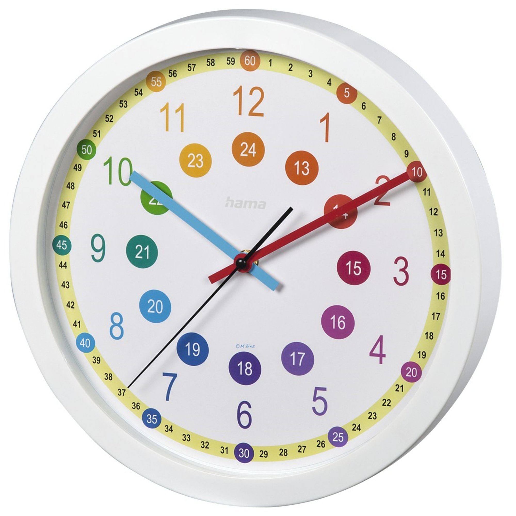 Hama Wanduhr Kinder-Wanduhr 'Easy-Learning', Bunt