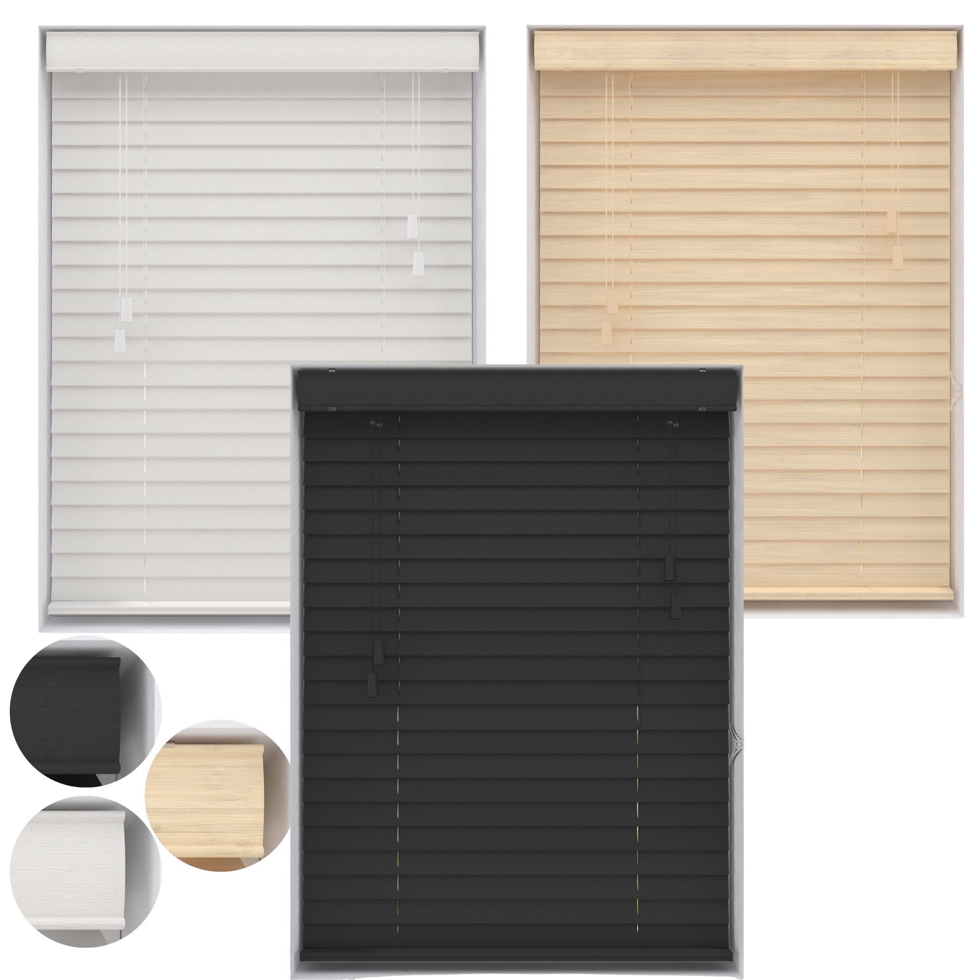 Plisseeonline Jalousie Holzjalousie, Wand,.Deckenmontage, Wand,-Deckenmontage, Bis