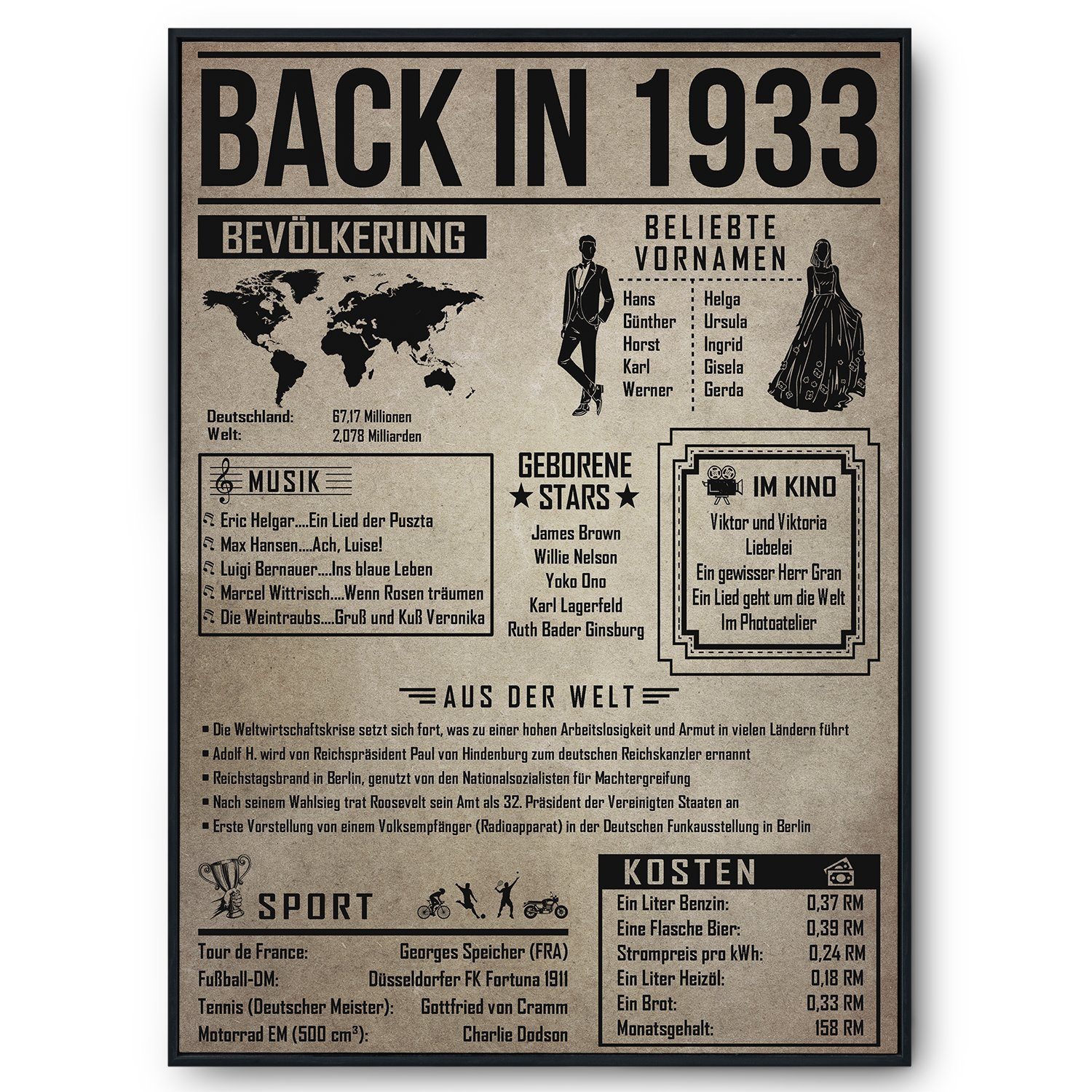 Tigerlino Poster Geschenk Männer Frauen, Geburtstag
