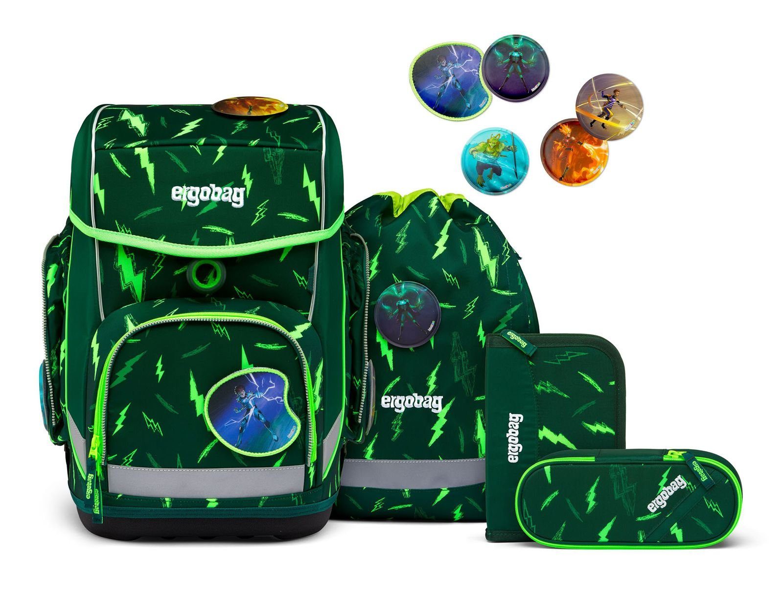 ergobag Schulranzen Lumi-Edition (Set, 4-tlg)