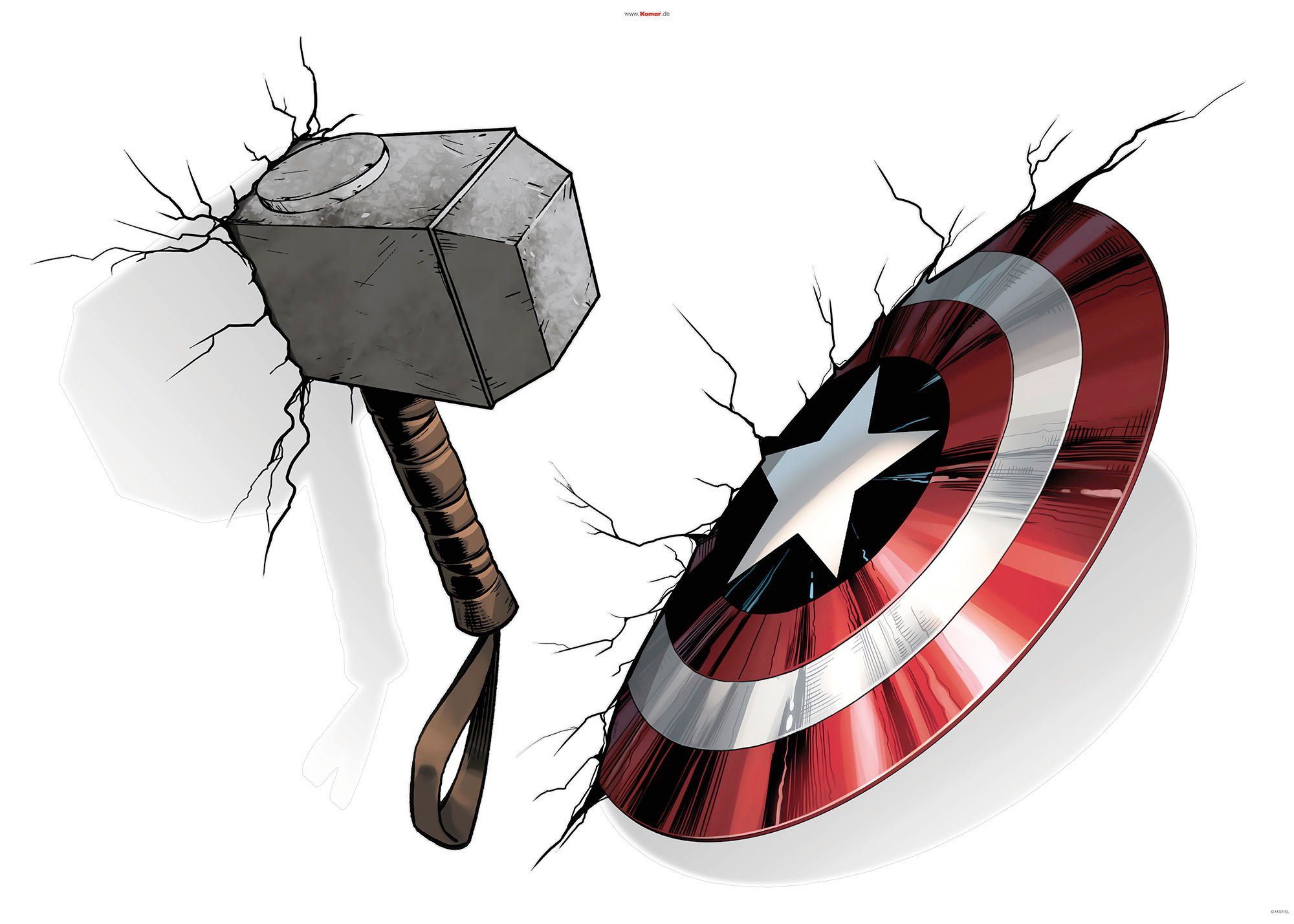 Komar Wandtattoo Avengers Hammer & Shield