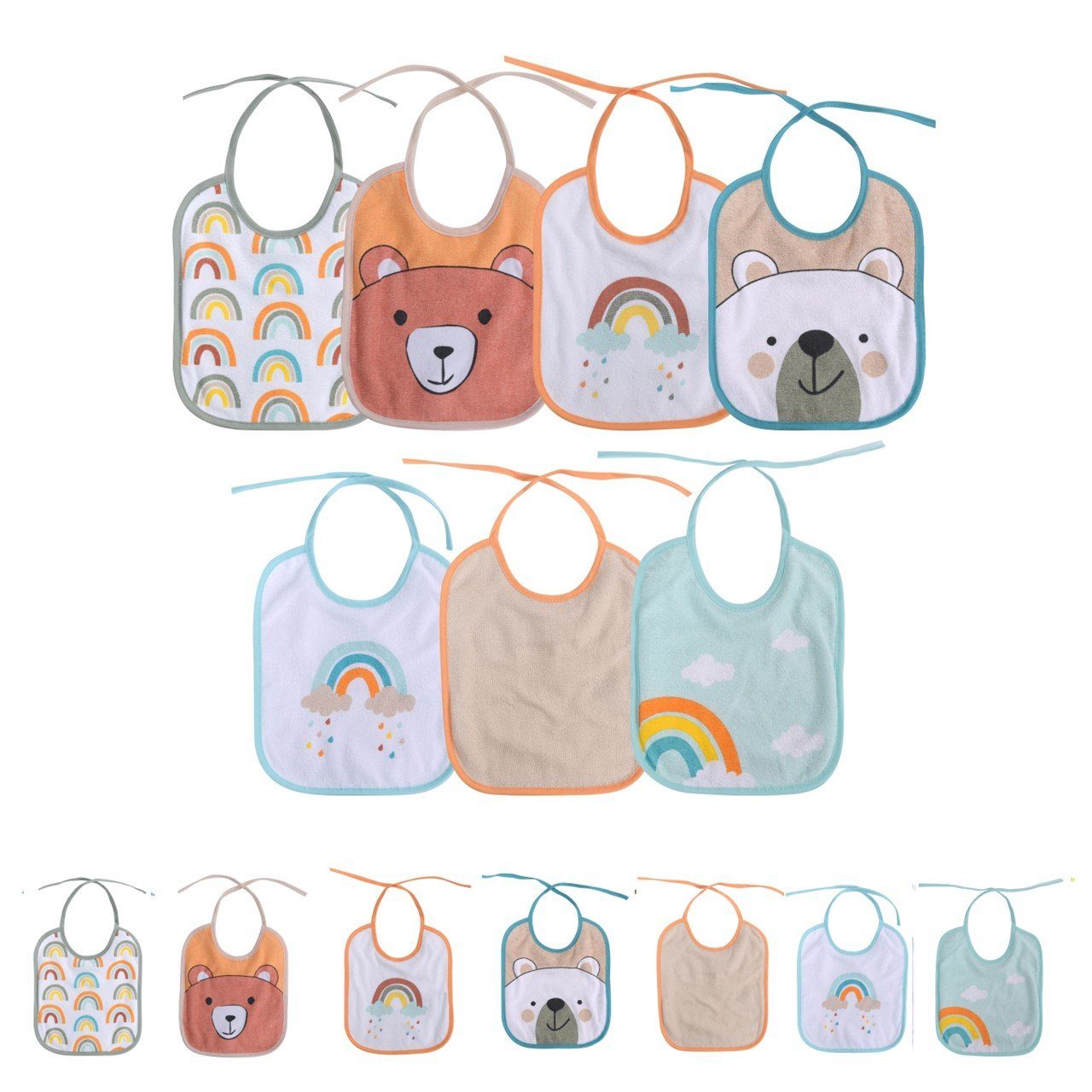 Baby Care Lätzchen Babylatz-Set 7-teilig einlagig,