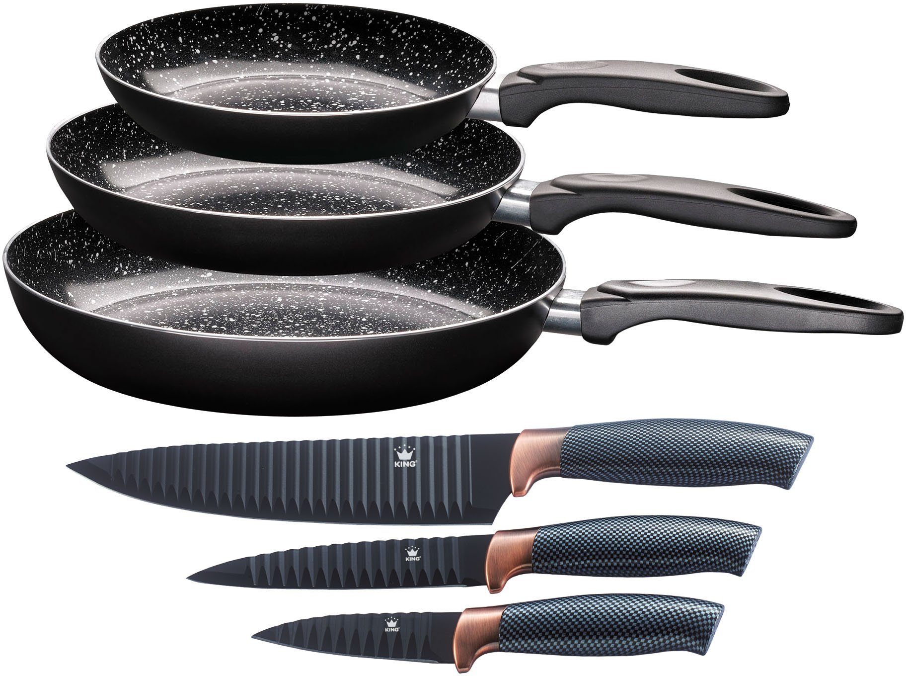 KING Pfannen-Set Küchenstart, Aluminium (Set, 6-tlg.,