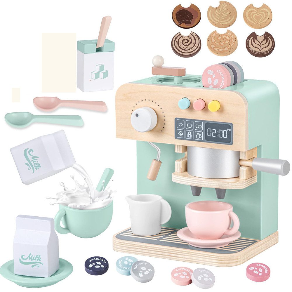 CLTYQ Kinder-Kaffeemaschine Kinderküche Kaffeemaschine Kinder Holz,