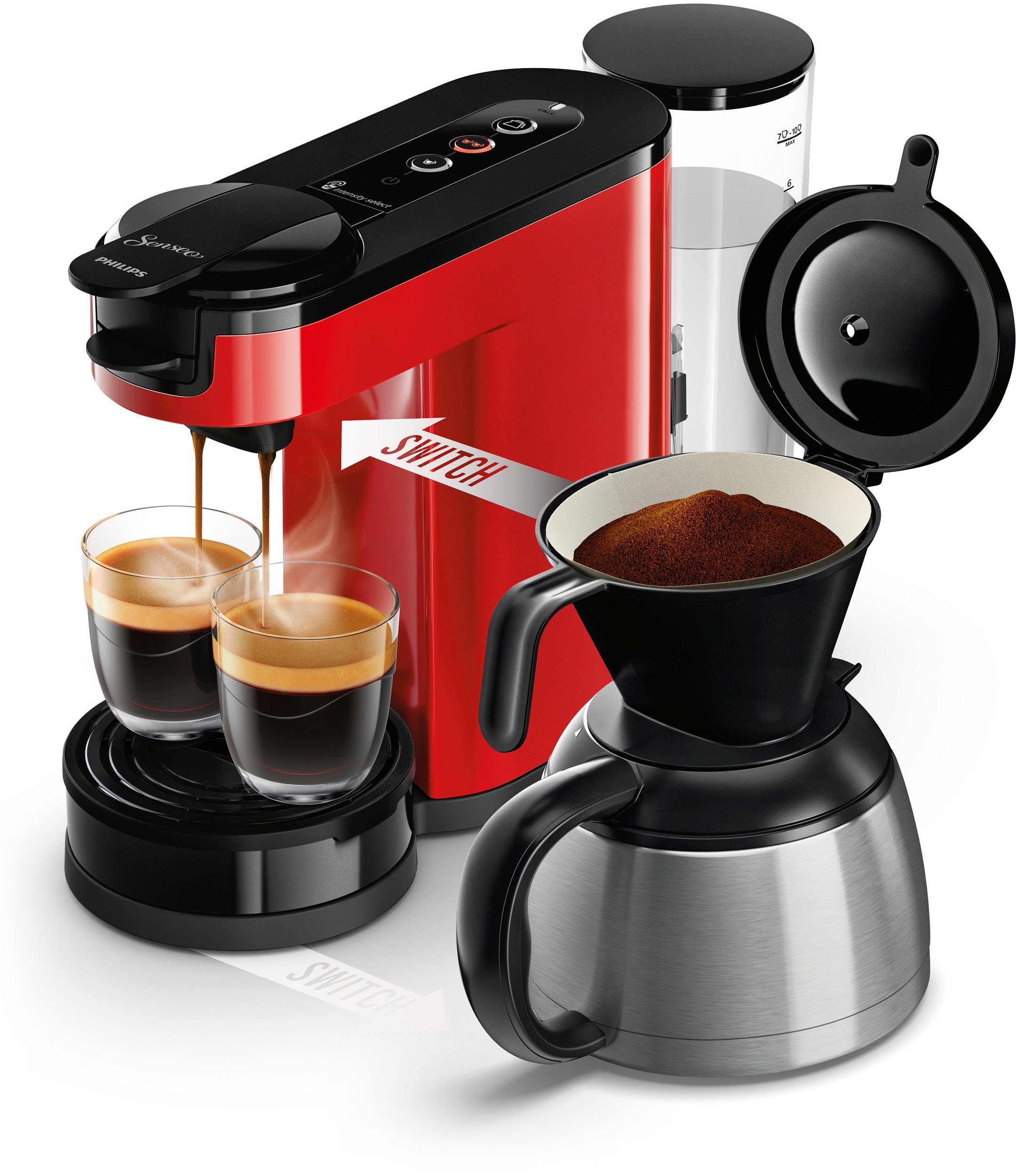 Philips Senseo Kaffeepadmaschine Switch HD6592/84, 2-in-1
