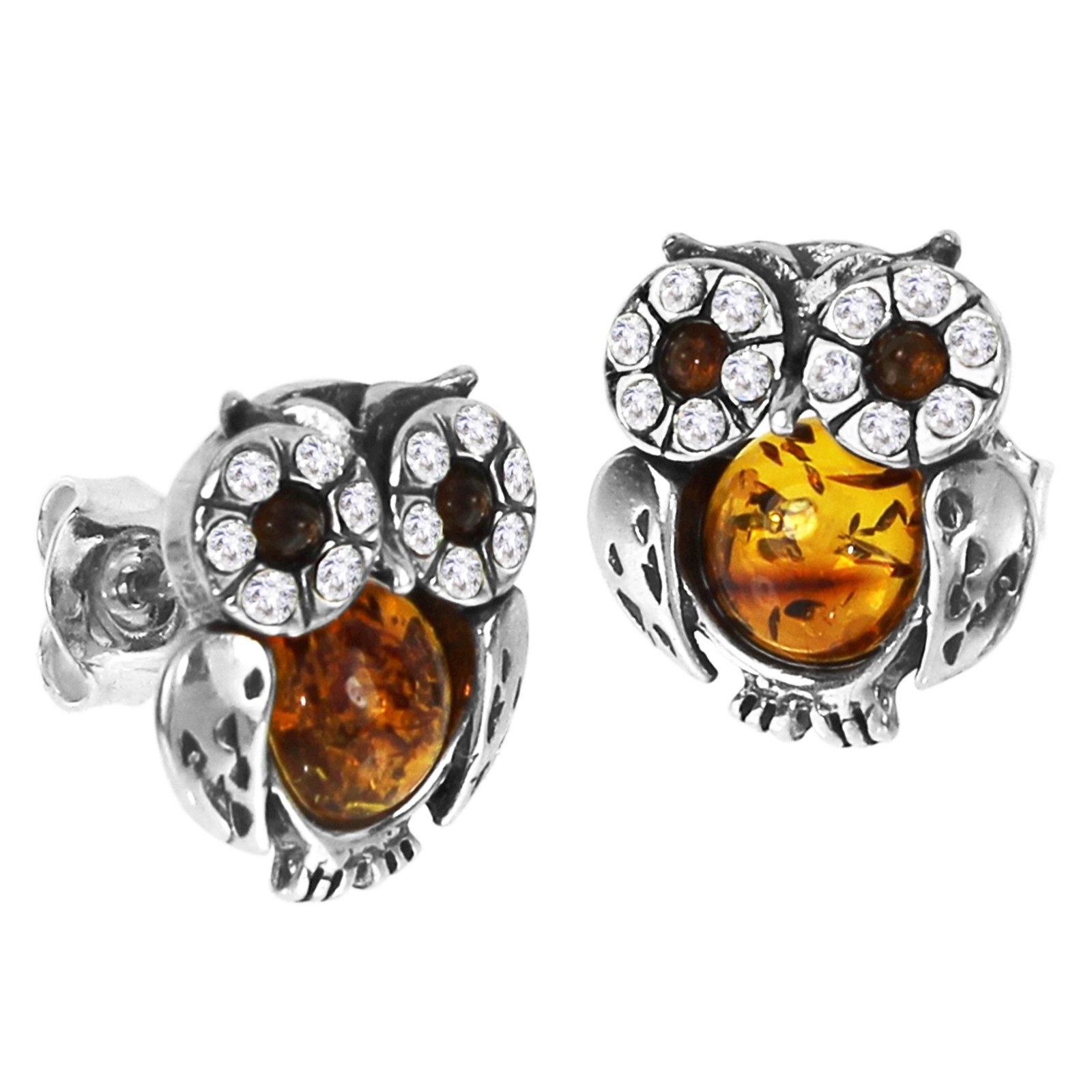 OSTSEE-SCHMUCK Paar Ohrstecker Ostsee-Schmuck Ohrstecker Eule