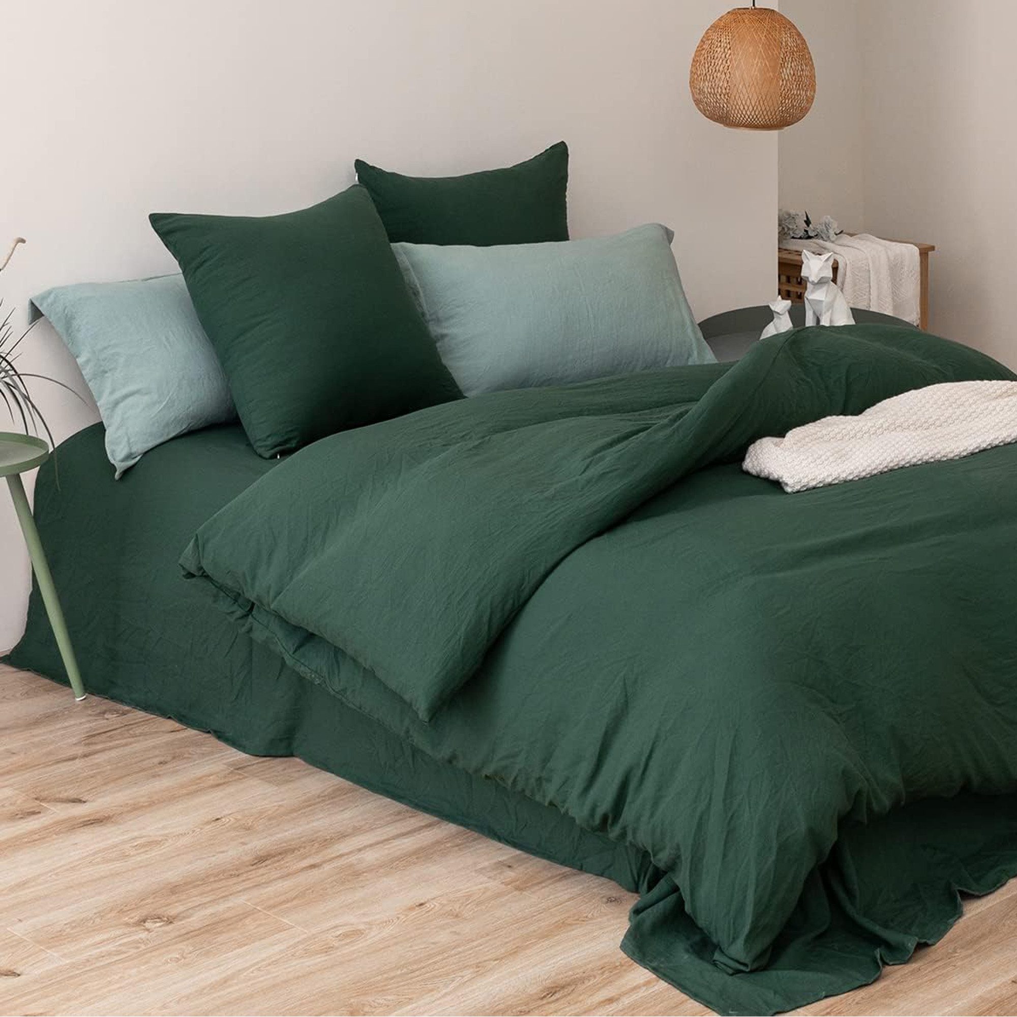 wohnTRAUM24 Bettwäsche Bettwäsche 135x200cm,200x200cm Bettwäsche-Sets Dunkelgrün,