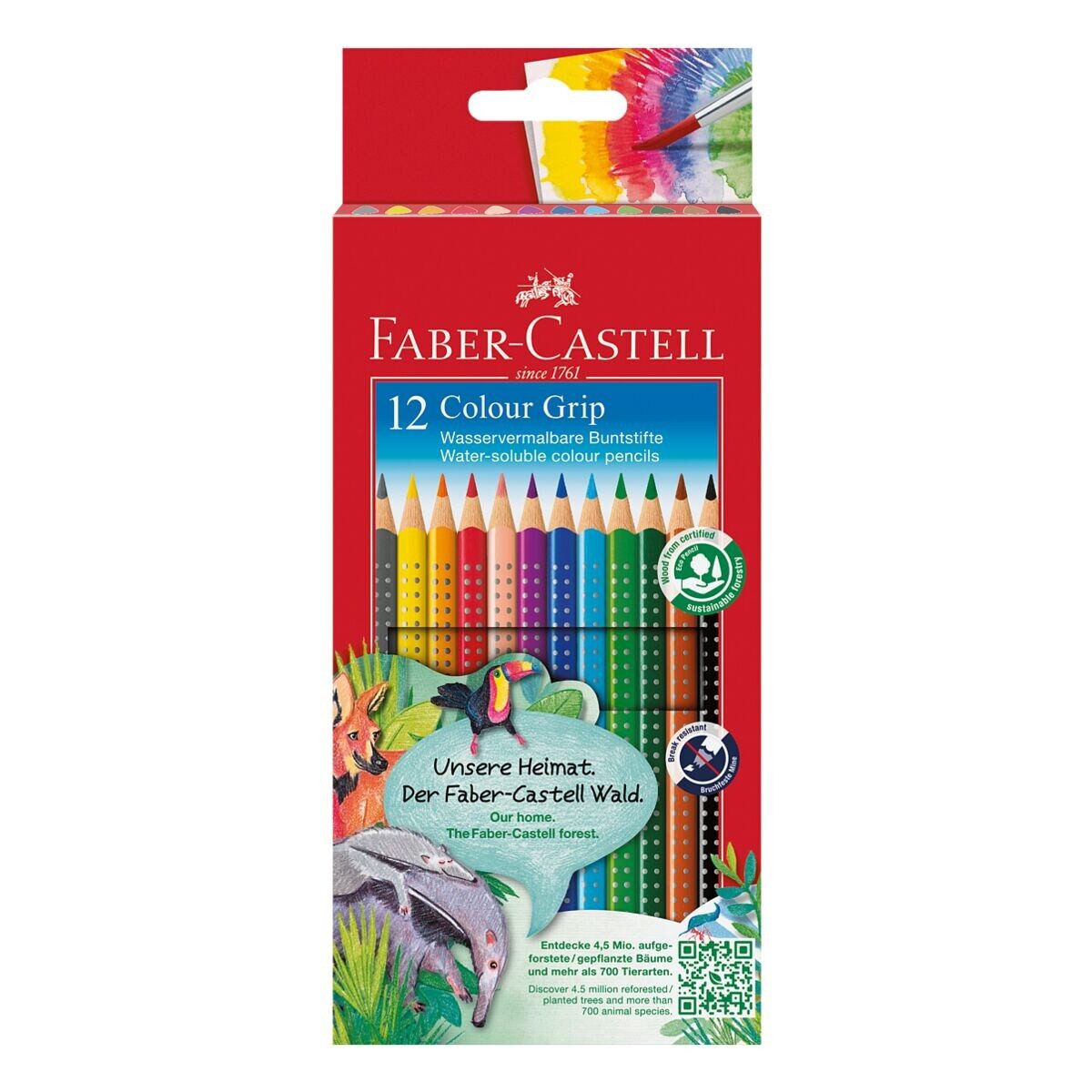 Faber-Castell Buntstift Colour-GRIP, (Colour-GRIP, 12-tlg), mit