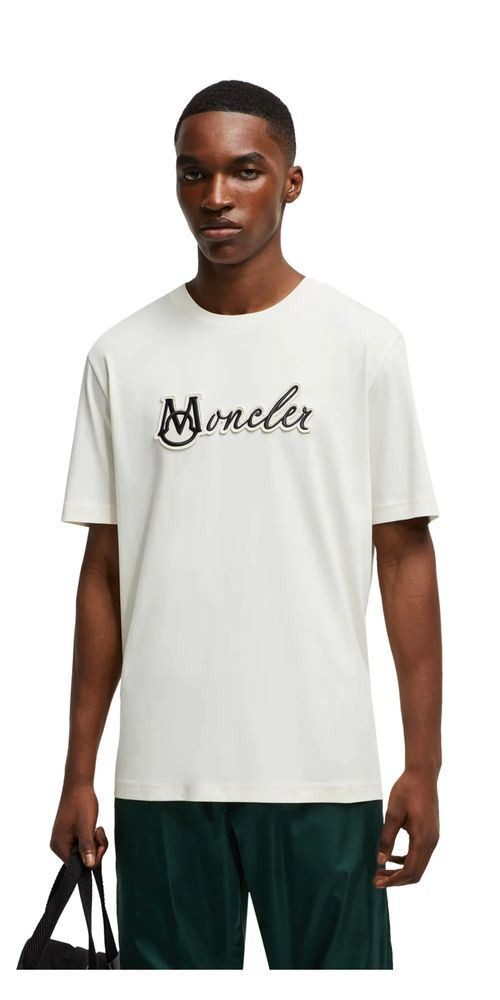 MONCLER Print-Shirt Moncler White Embroidered Varsity