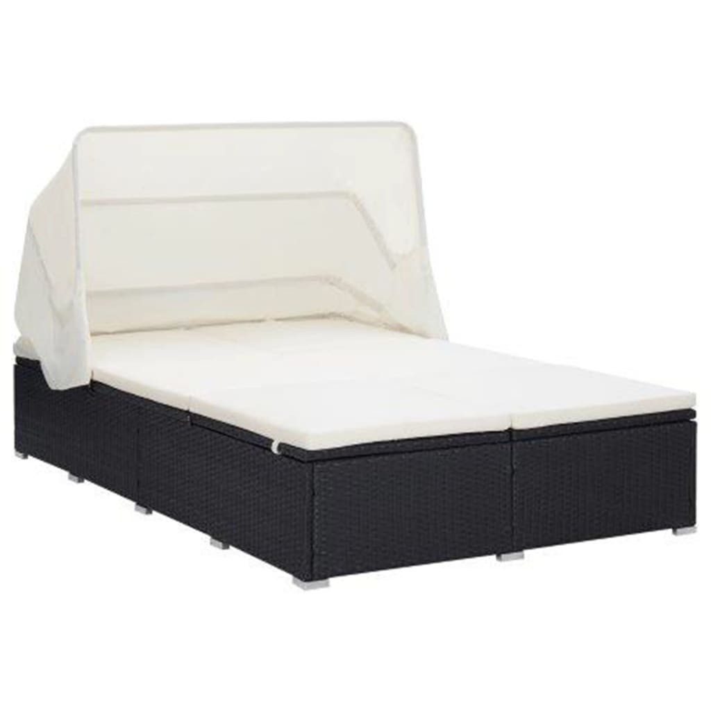 vidaXL Gartenliege 2-Personen-Sonnenliege mit Auflage Poly