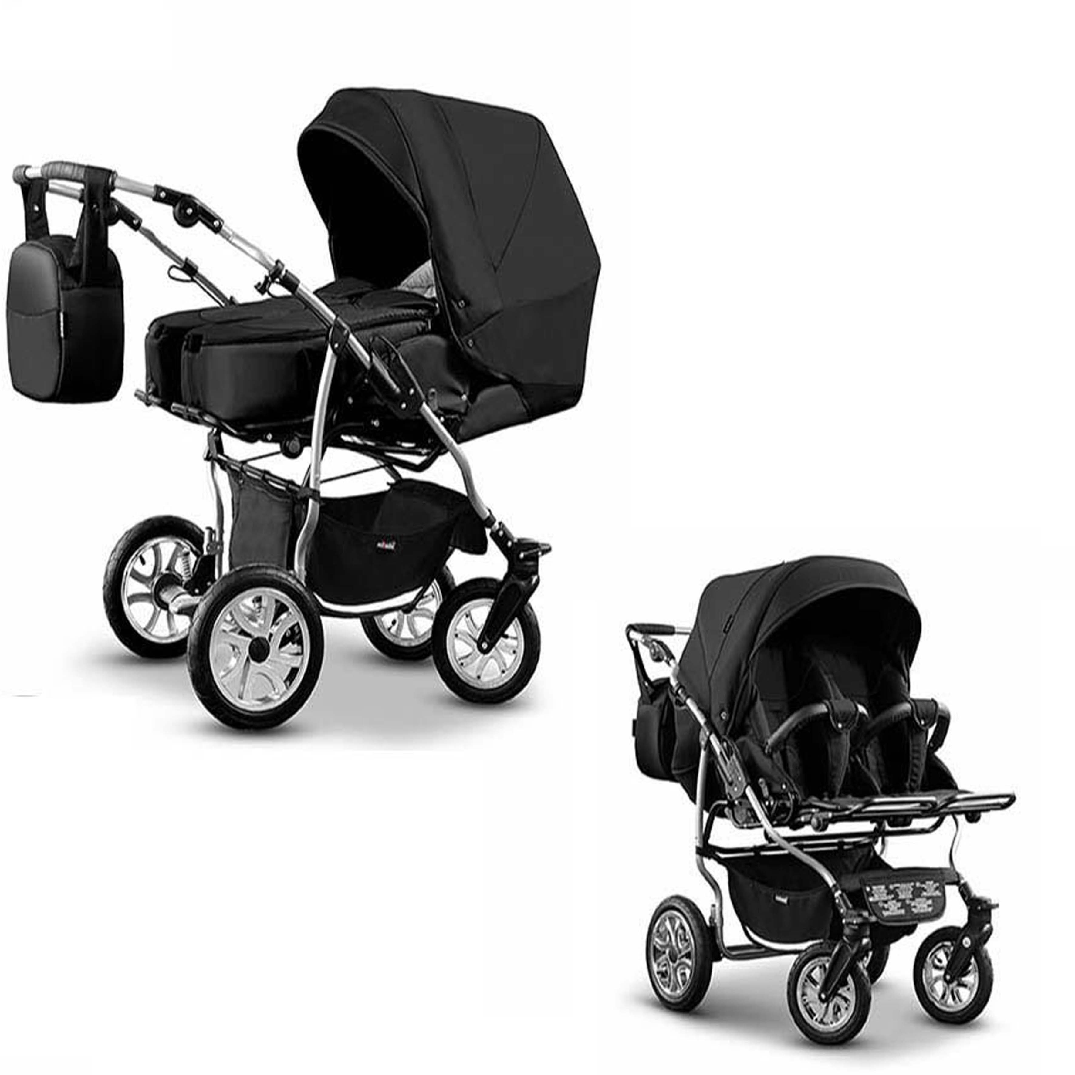 BabyMerc Zwillings-Kombikinderwagen City Twin 2 in