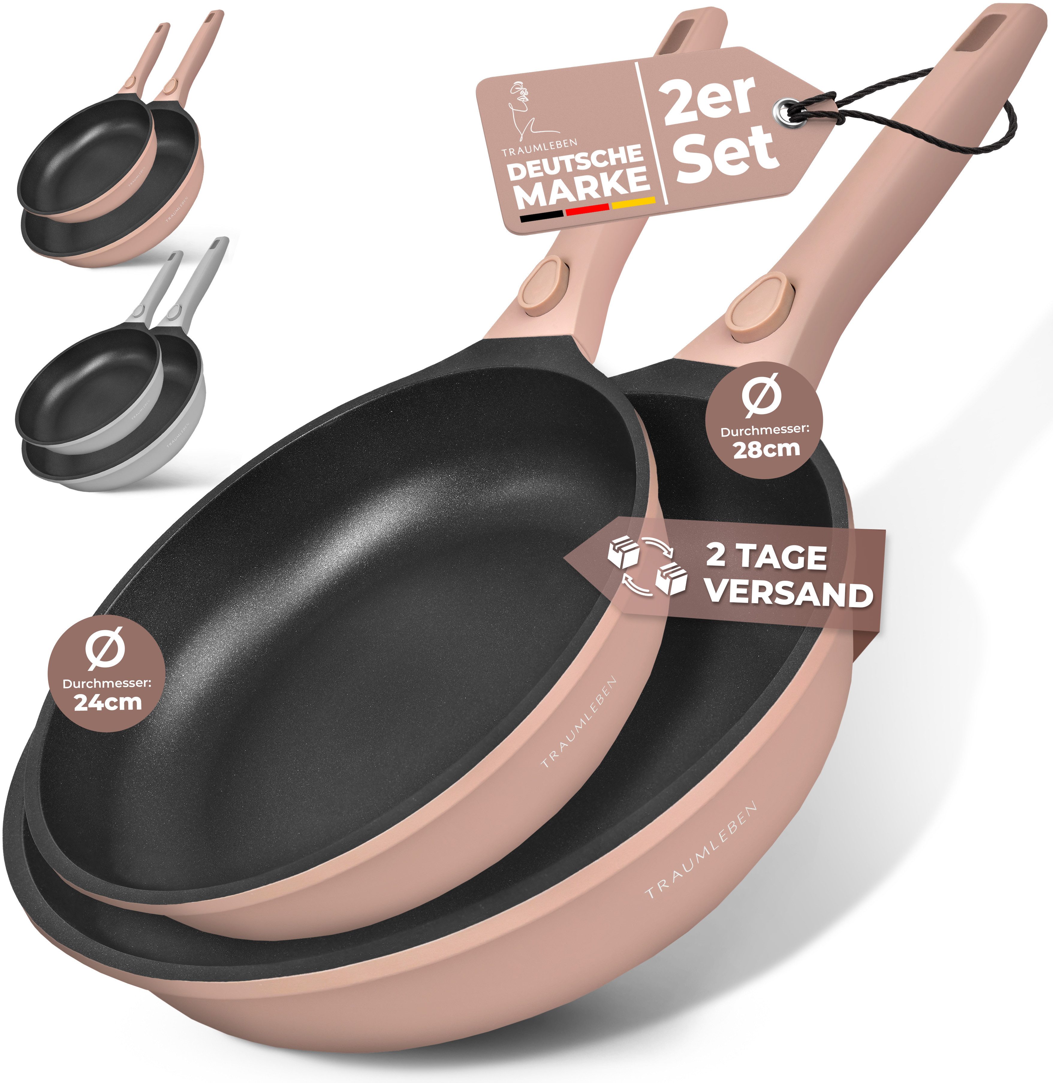 TRAUMLEBEN Pfannen-Set Pfanne 24/28 cm Bratpfanne