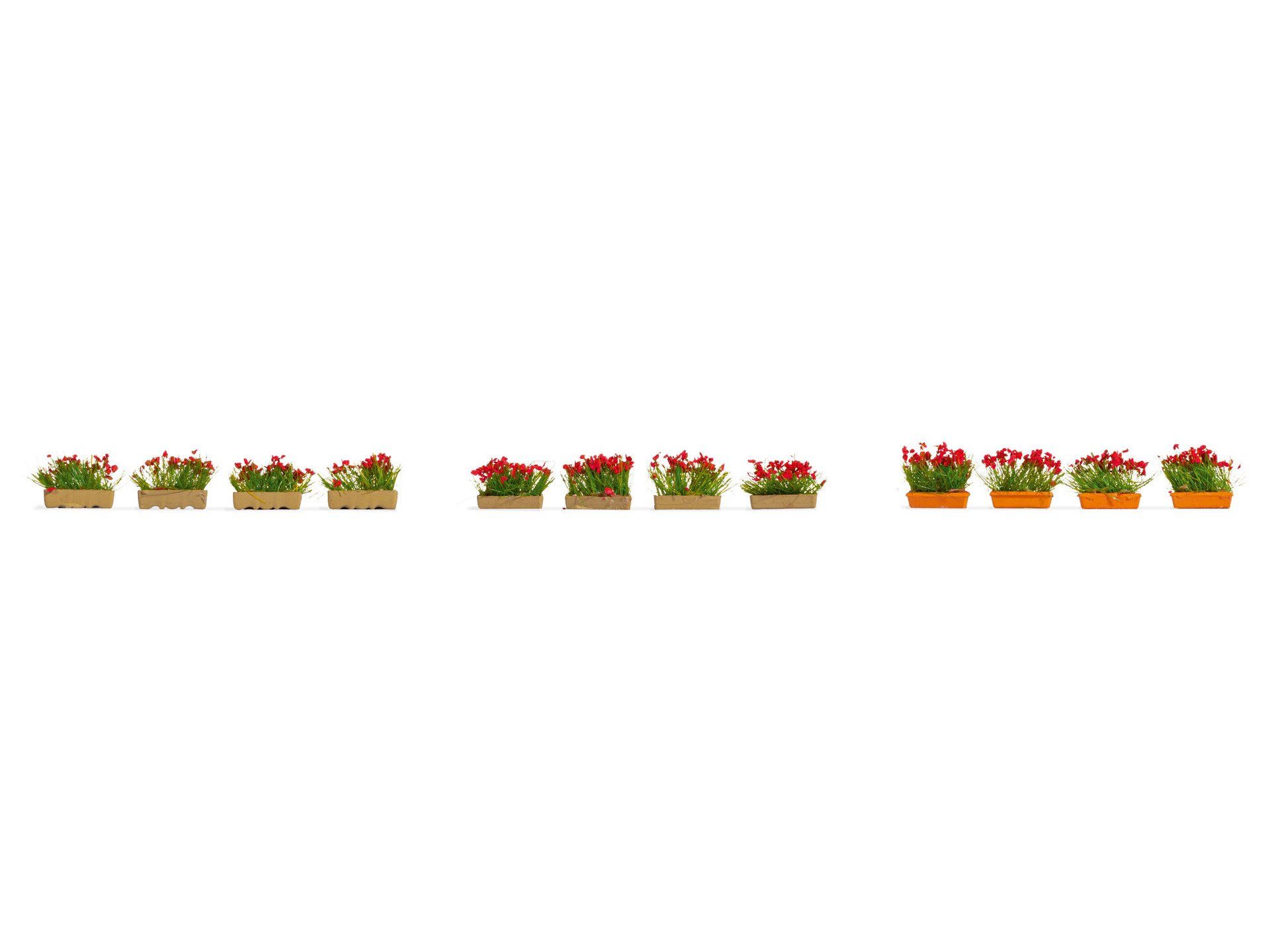 NOCH Modelleisenbahn-Grasfasern Blumenkästen blühend rot, mit