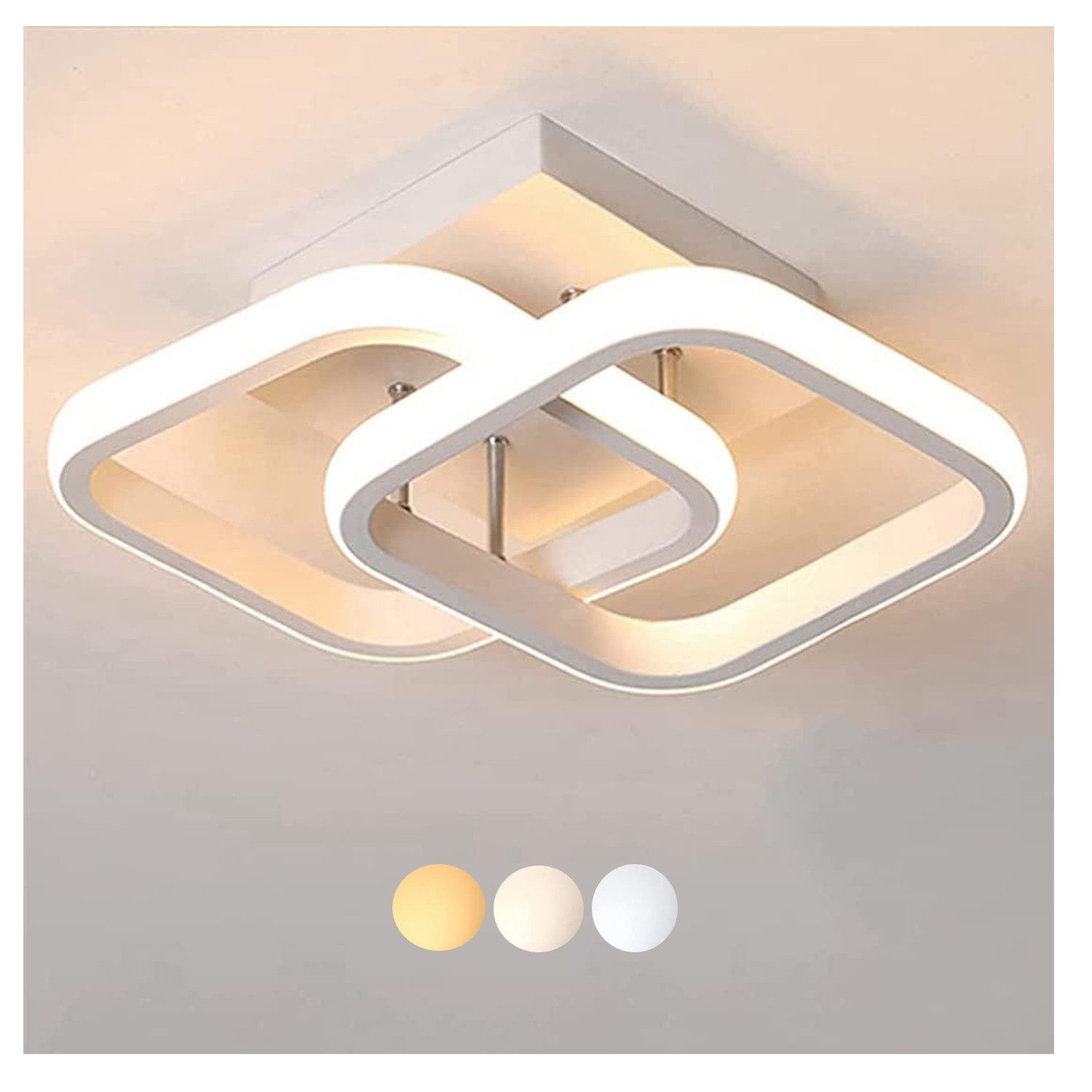 ibettertec Deckenleuchten LED Dimmbar Deckenleuchte 3-Farbige Decken-Lampe,