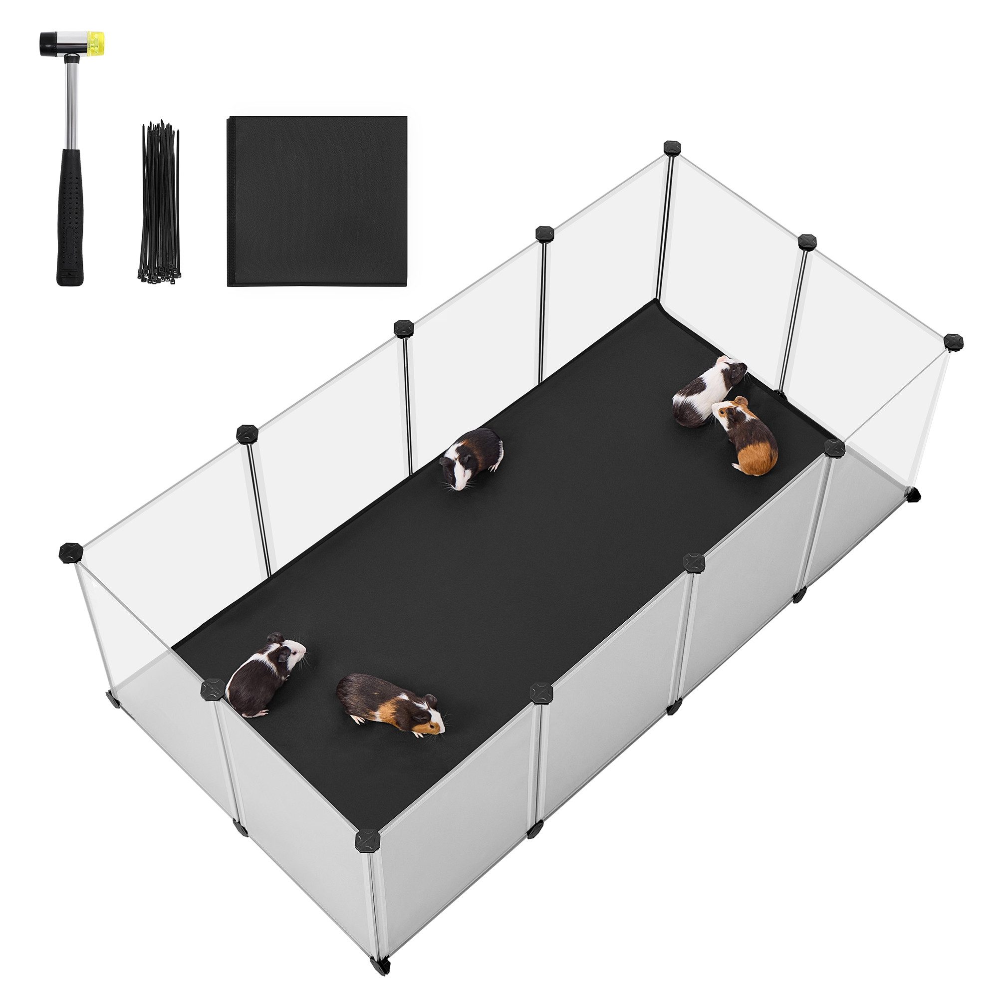 SONGMICS Kleintierkäfig, mit Bodenplatten, Laufstall mit